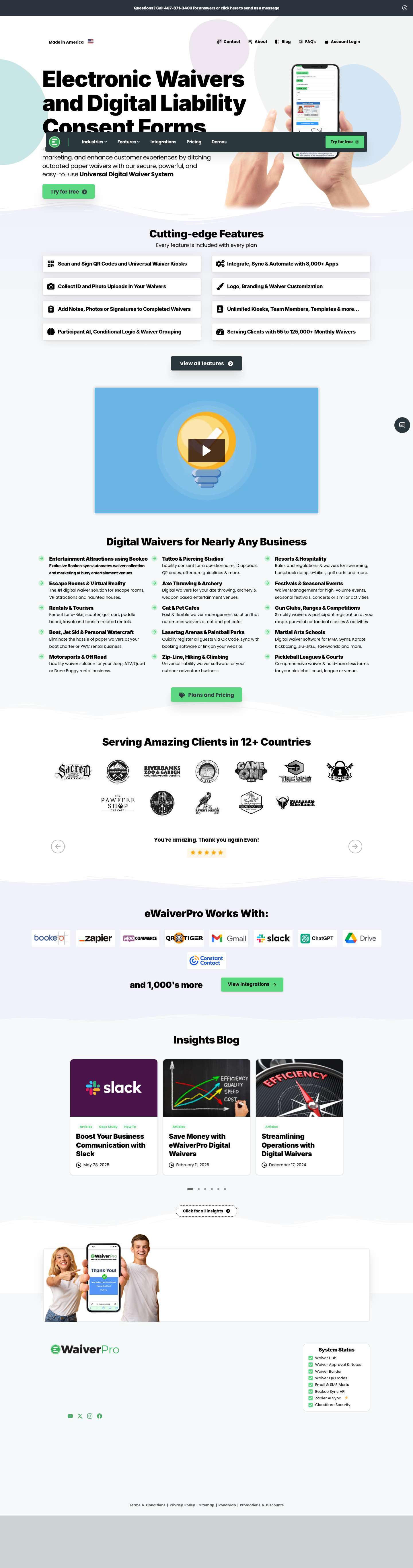 Electronic Waivers, Digital Consent Forms, Electronic Consent Forms by eWaiverPro - Full Screenshot
