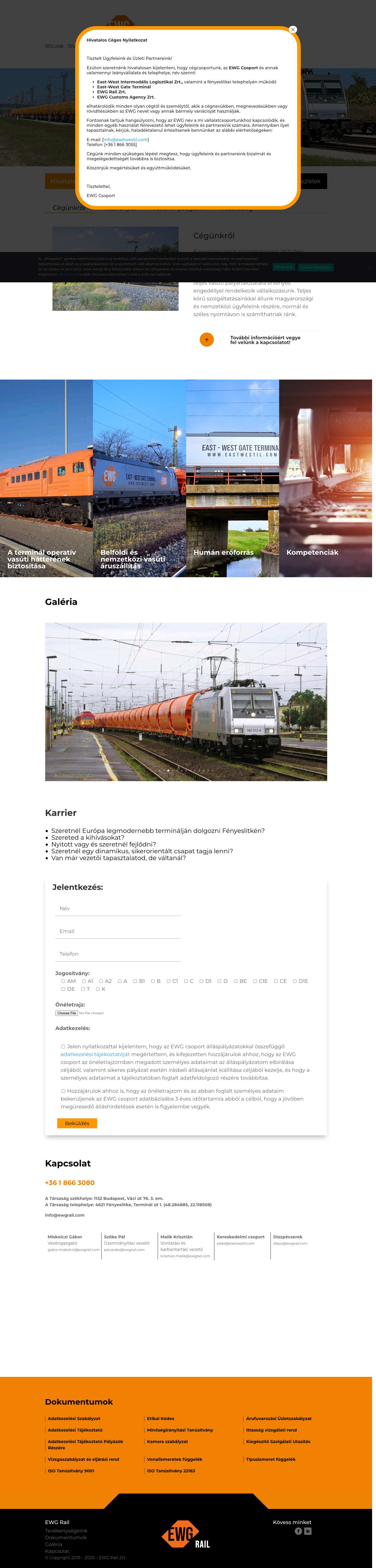 EWG Rail | Az EWG vasúti szolgáltatója - Full Screenshot