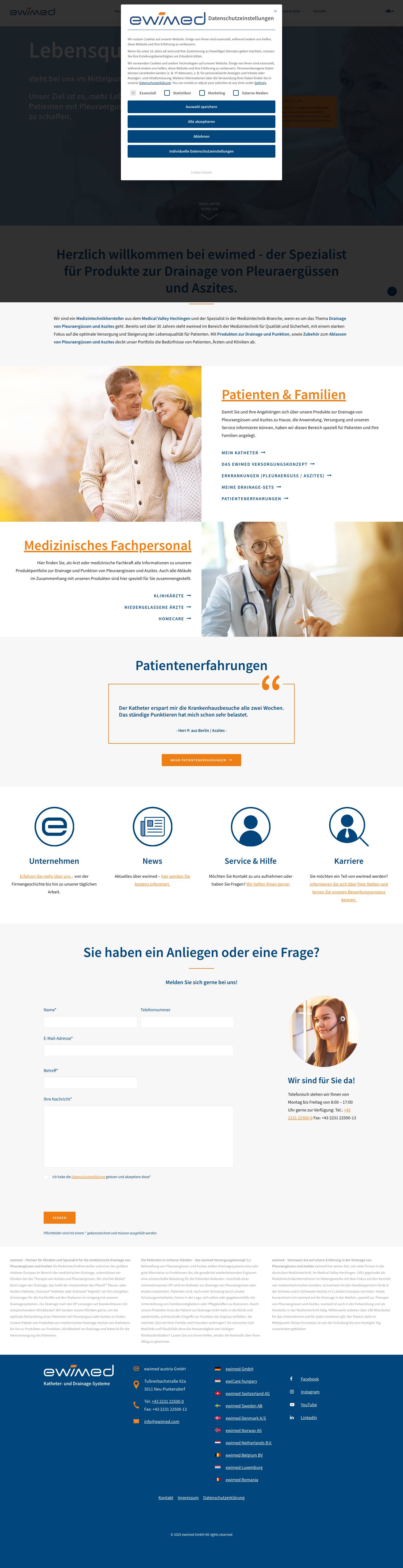 Ihr Spezialist für Katheter- und Drainage-Systeme | ewimed - Full Screenshot