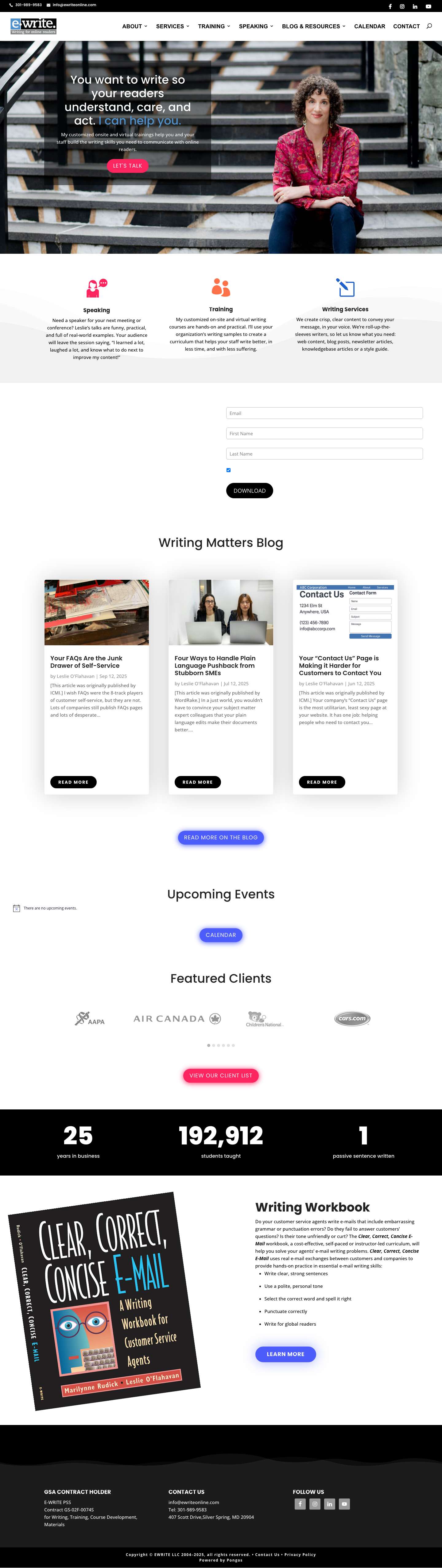 Home - E-WRITEFacebookInstagramLinkedInYouTube - Full Screenshot