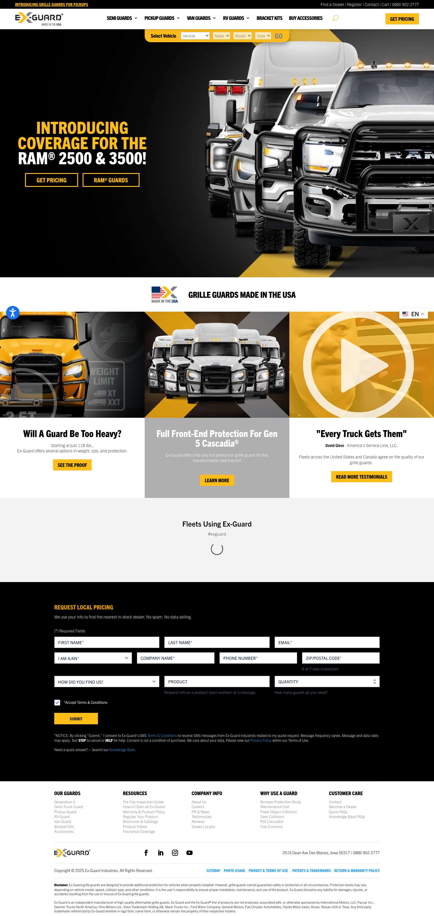 Grille Guards for Semi Trucks & Pickups | Ex-Guard® | Official Site - Full Screenshot