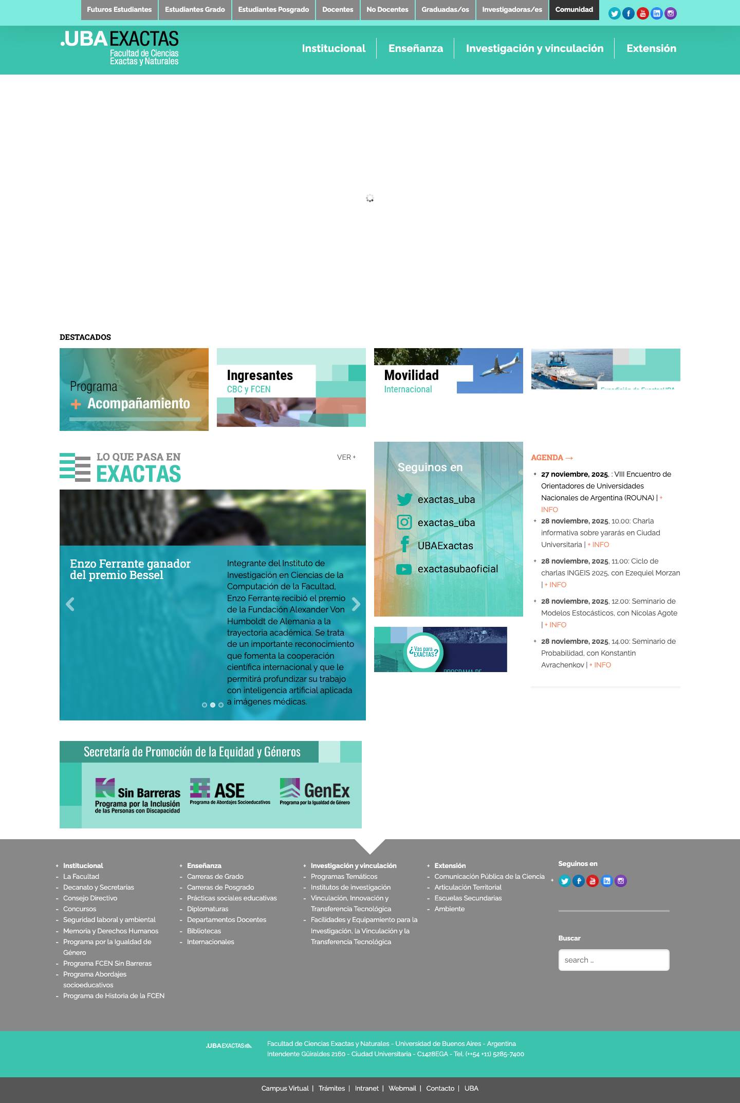 Facultad de Ciencias Exactas y Naturales de la Universidad de Buenos Aires | Sitio web de la Facultad de Ciencias Exactas y Naturales de la Universidad de Buenos Aires - Full Screenshot