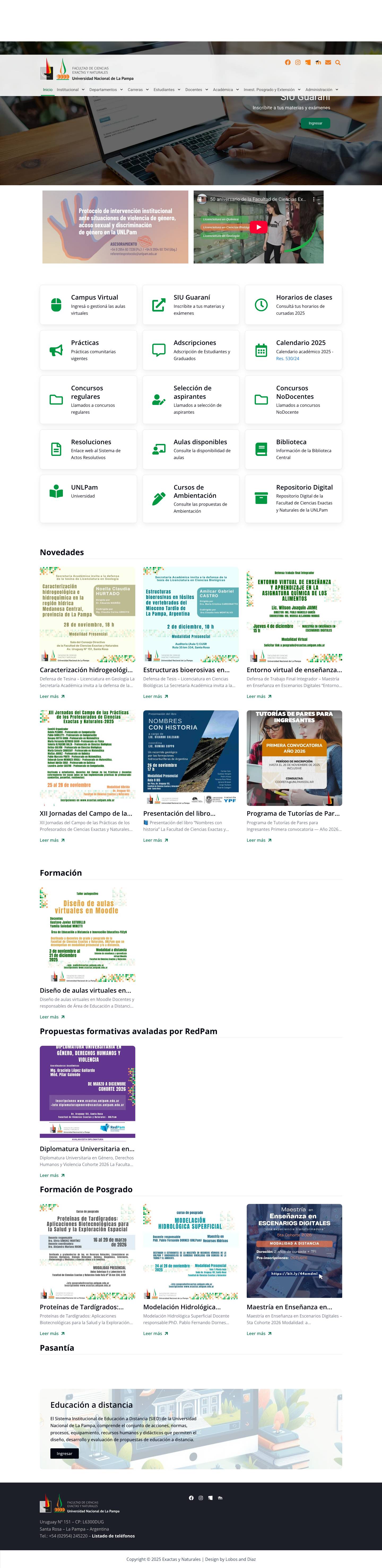 Inicio - Facultad de Ciencias Exactas y Naturales - UNLPam - Full Screenshot