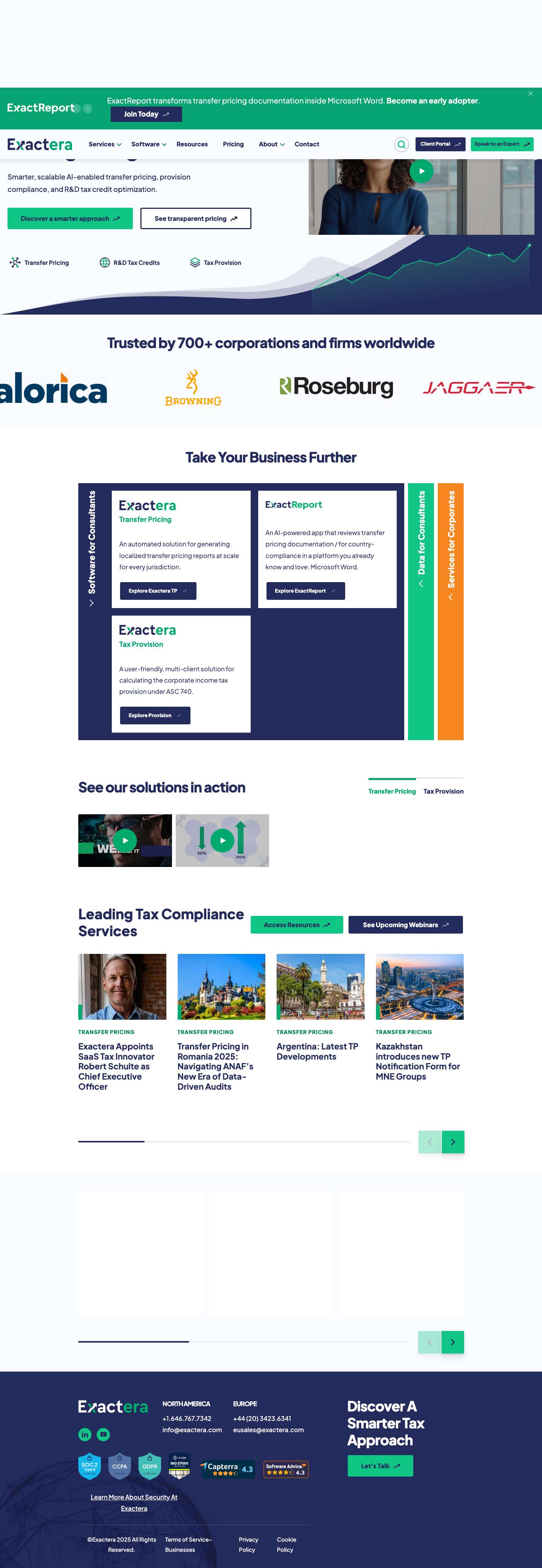 Tax Compliance Services - Exactera - Full Screenshot