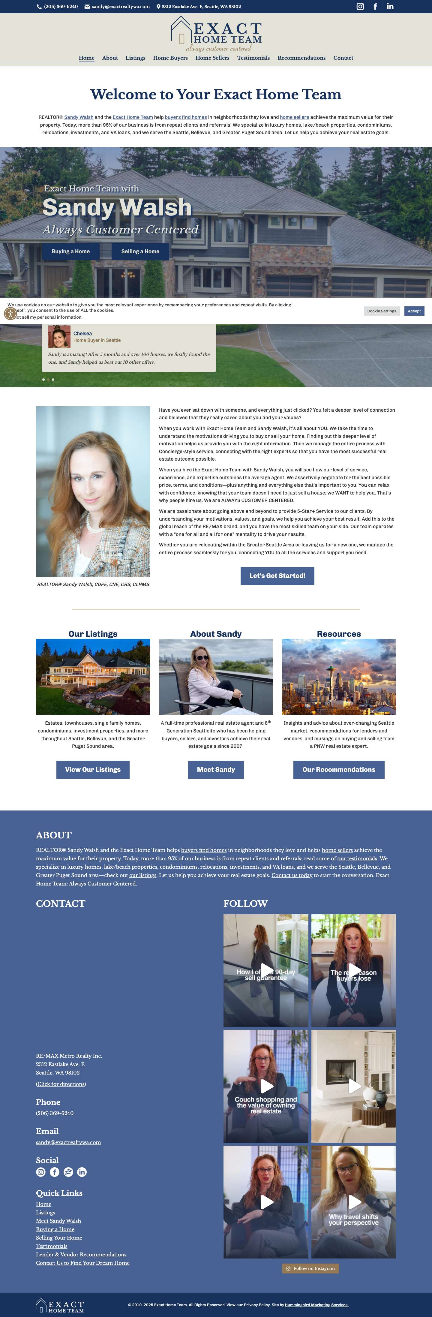 Exact Home Team – Seattle Real Estate Agent Sandy Walsh - Full Screenshot
