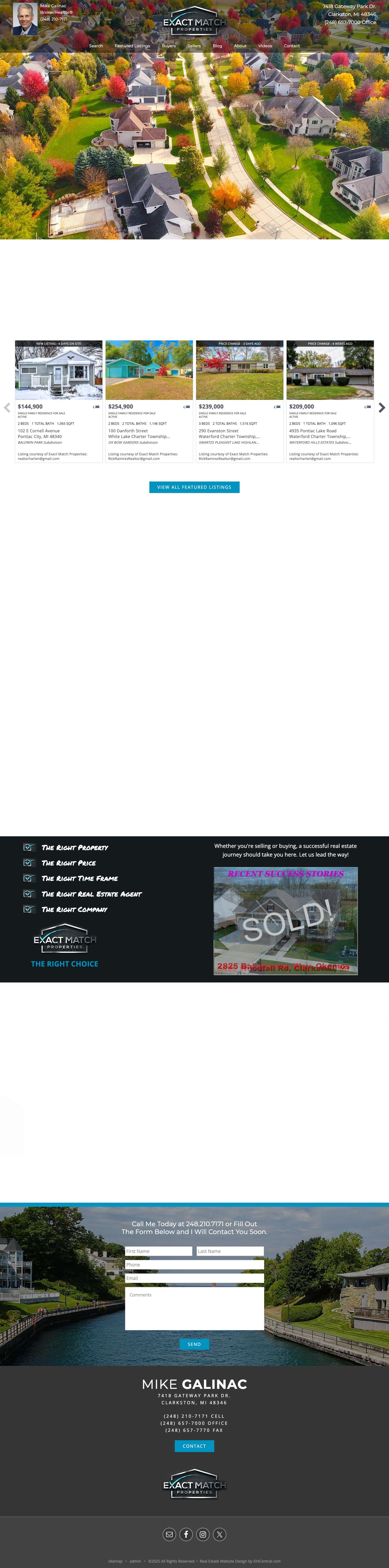 Michigan Real Estate • Mike GalinacEmailFacebookInstagramTwitter - Full Screenshot