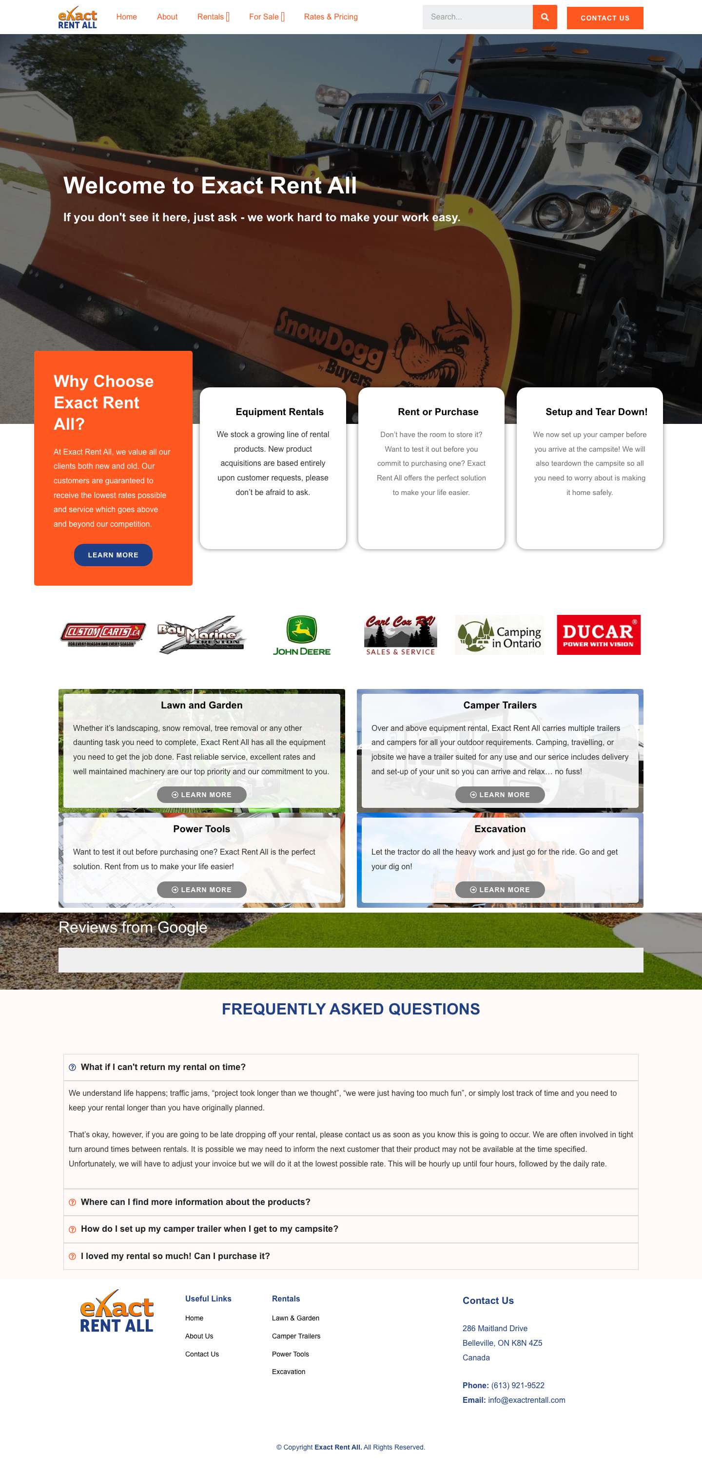 Exact Rent All - Belleville Equipment Rentals - Full Screenshot