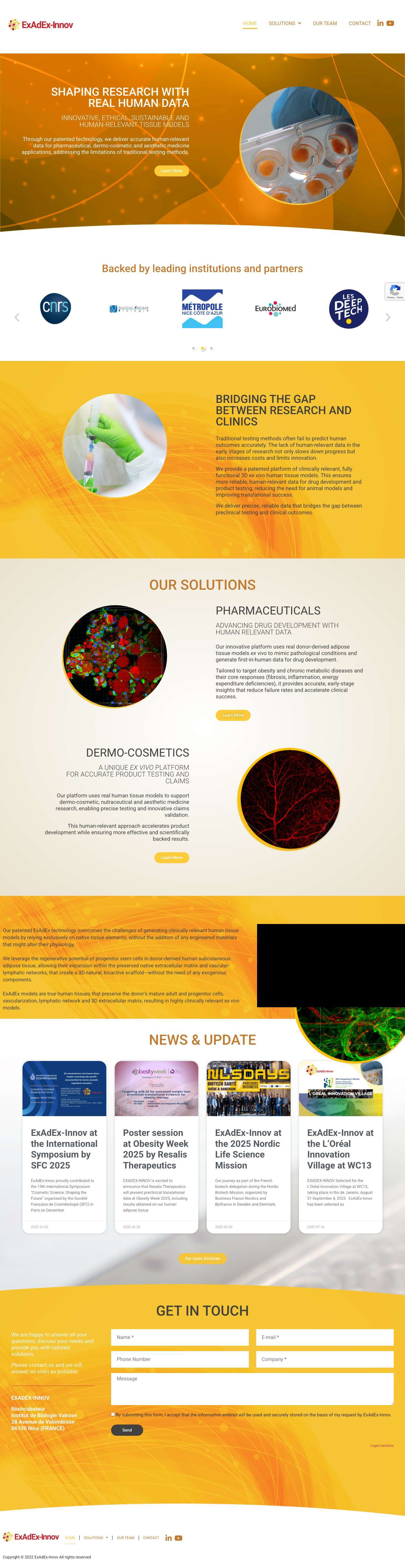 Home Ex vivo Human Tissue Models - ExAdEx-Innov - Full Screenshot