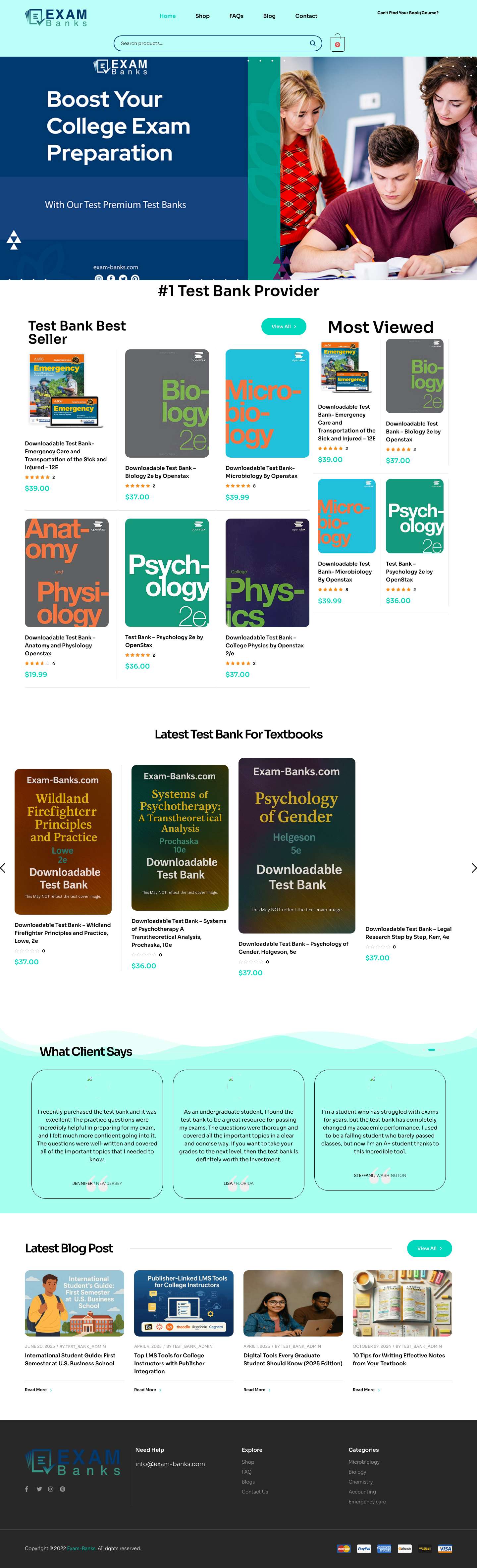 #1 Test Bank Provider | Exam Bank - Full Screenshot