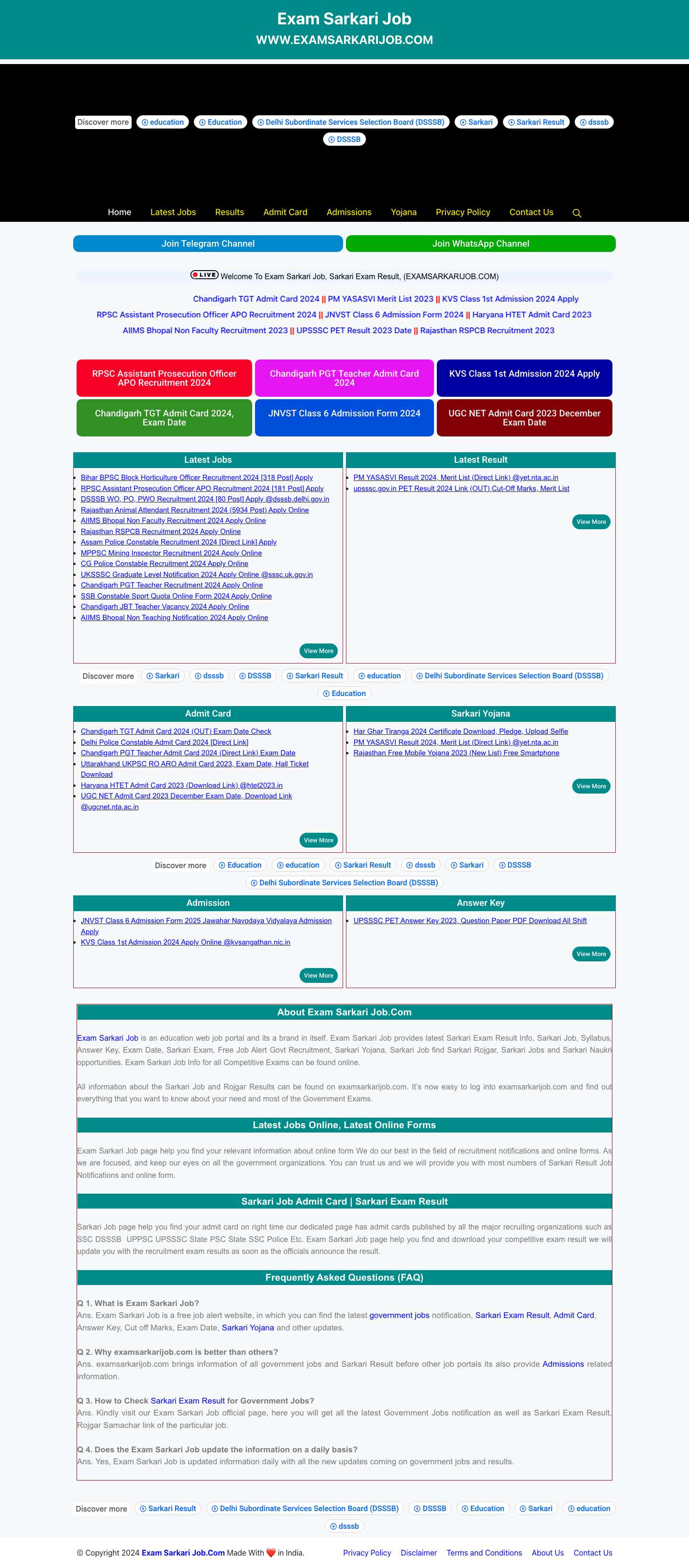 Exam Sarkari Job | Sarkari Exam Result, Sarkari Job, Online Form - Full Screenshot