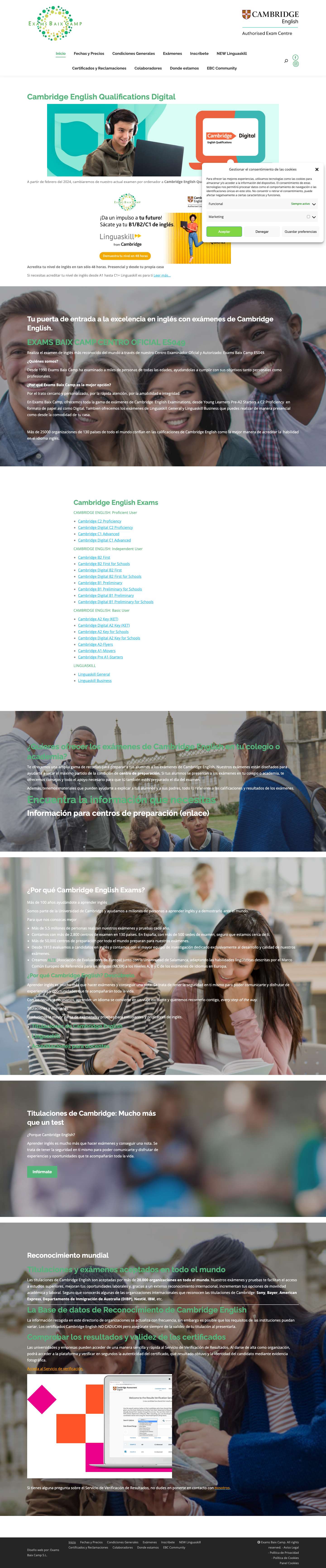 Exams Baix Camp – Cambridge Examination Centre ES049 - Full Screenshot