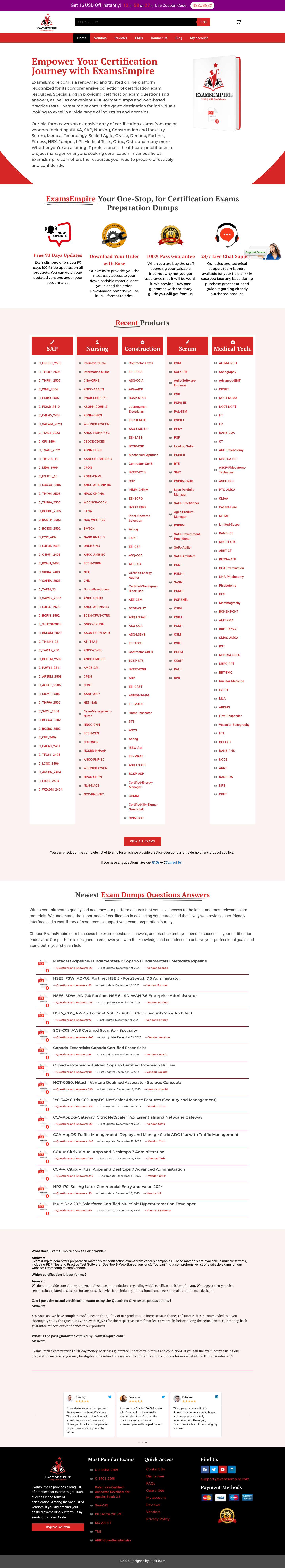 ExamsEmpire: Your Premier Destination for Certification Exam Success - Full Screenshot
