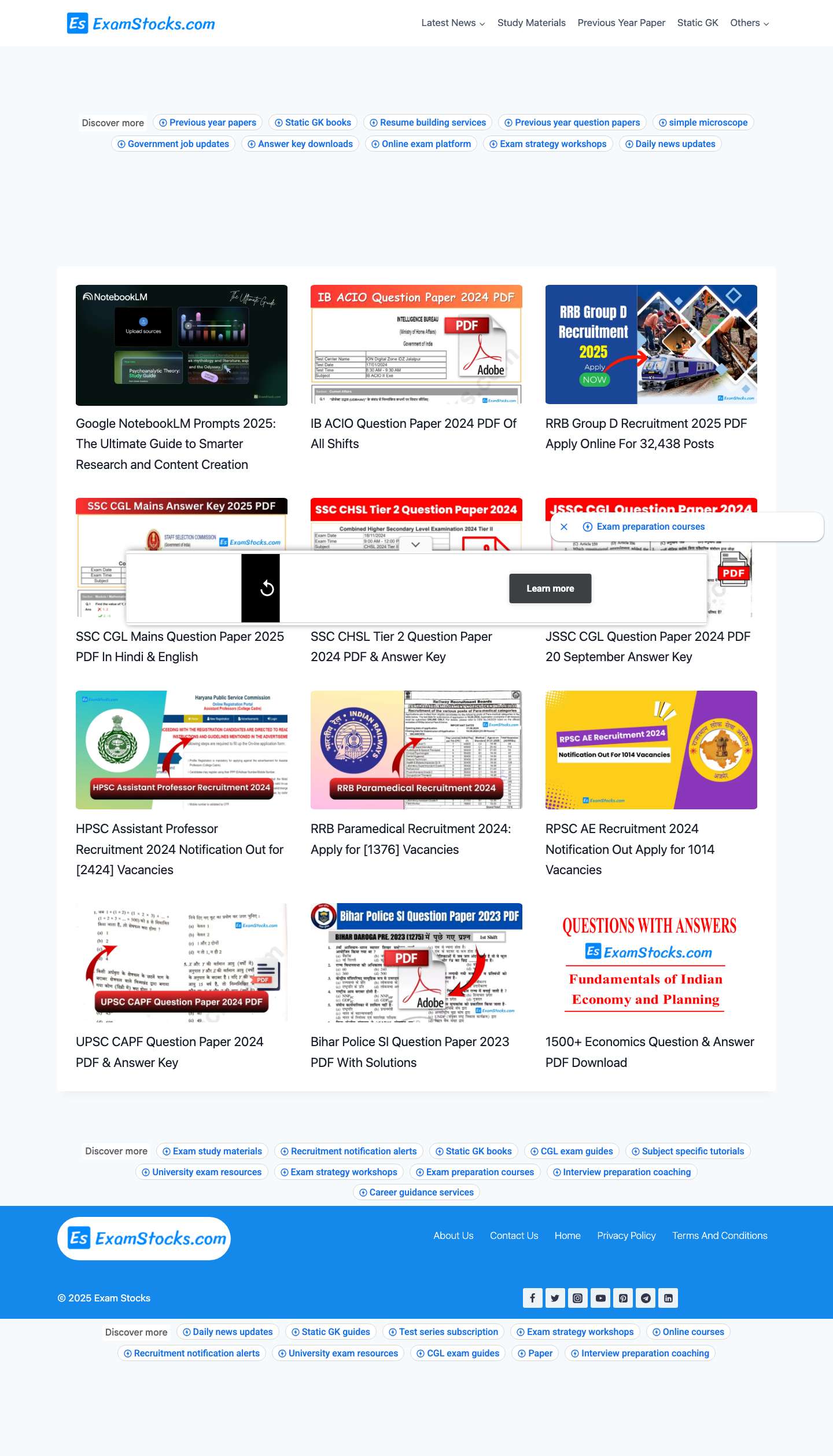 Home - Exam StocksExpandExpandToggle MenuFacebookTwitterInstagramYouTubePinterestTelegramLinkedinExpandExpand - Full Screenshot