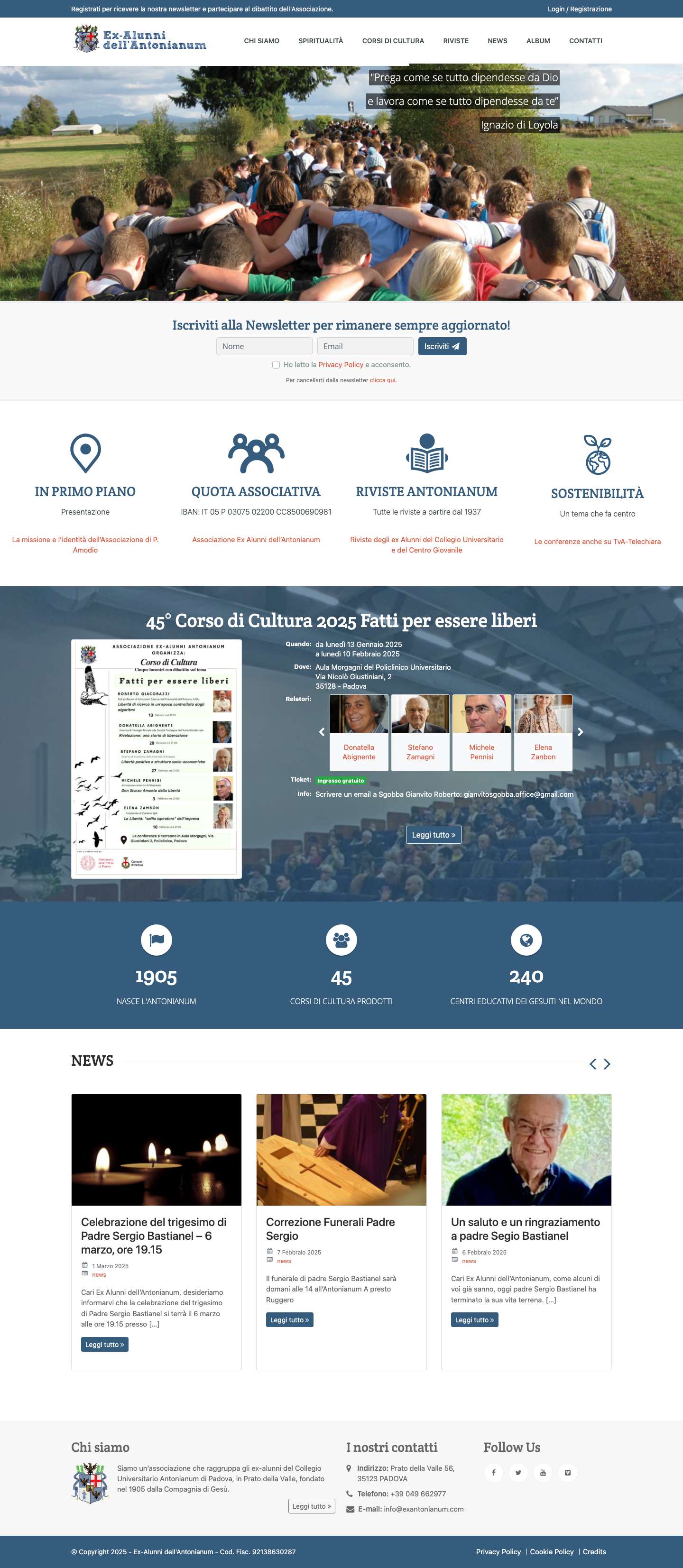 Home - Ex-alunni dell’Antonianum - Full Screenshot