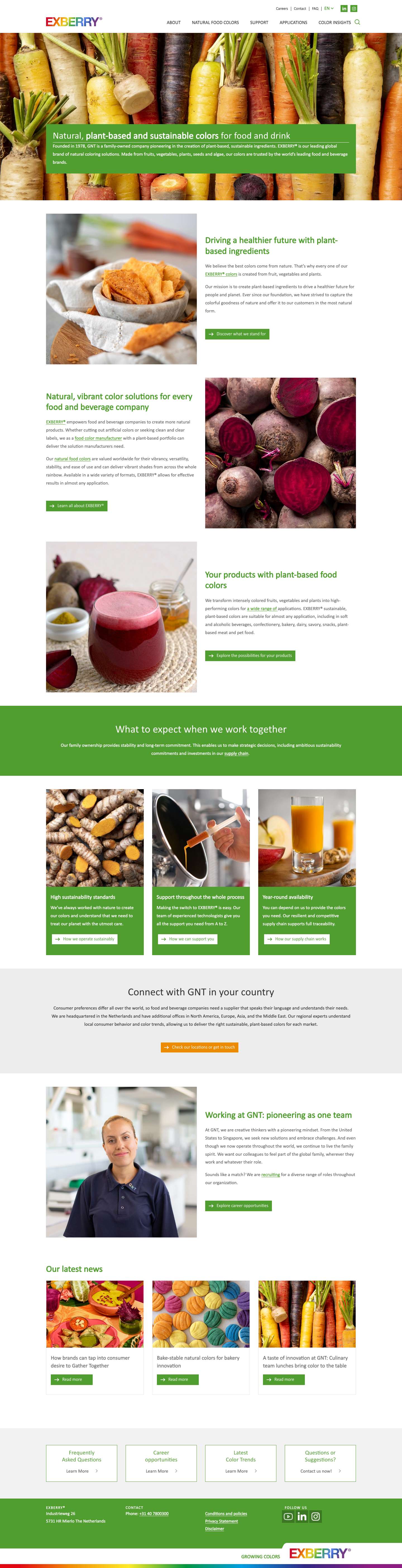 Sustainable plant-based colors | EXBERRY® - Full Screenshot