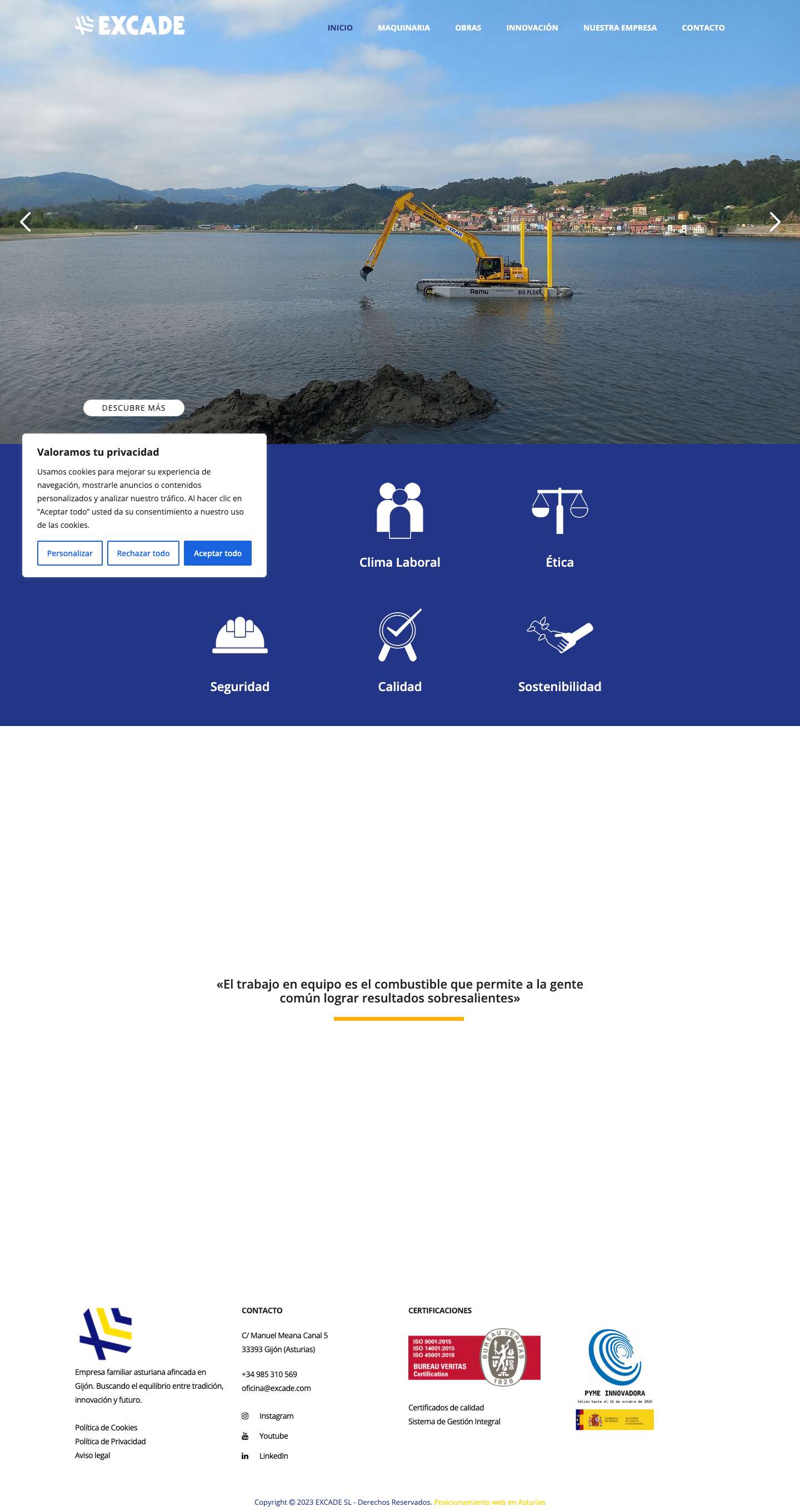 EXCADE: Excavaciones, demoliciones y movimiento de tierra en Asturias - Full Screenshot