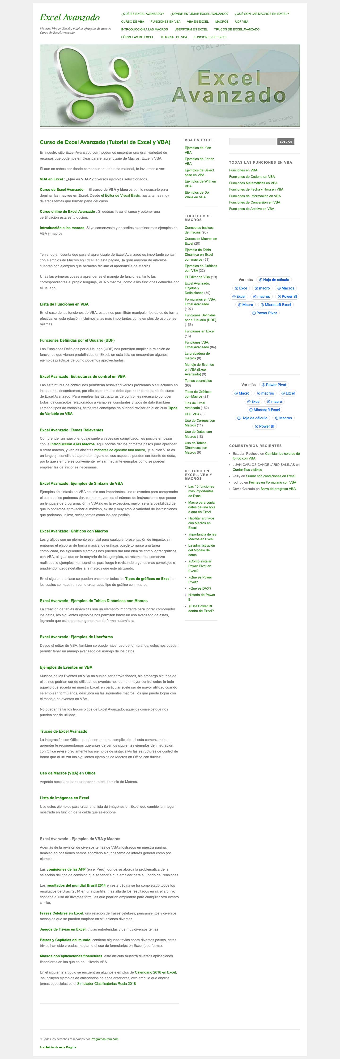 Curso de Excel Avanzado (Tutorial de Excel y VBA) « Excel Avanzado - Full Screenshot