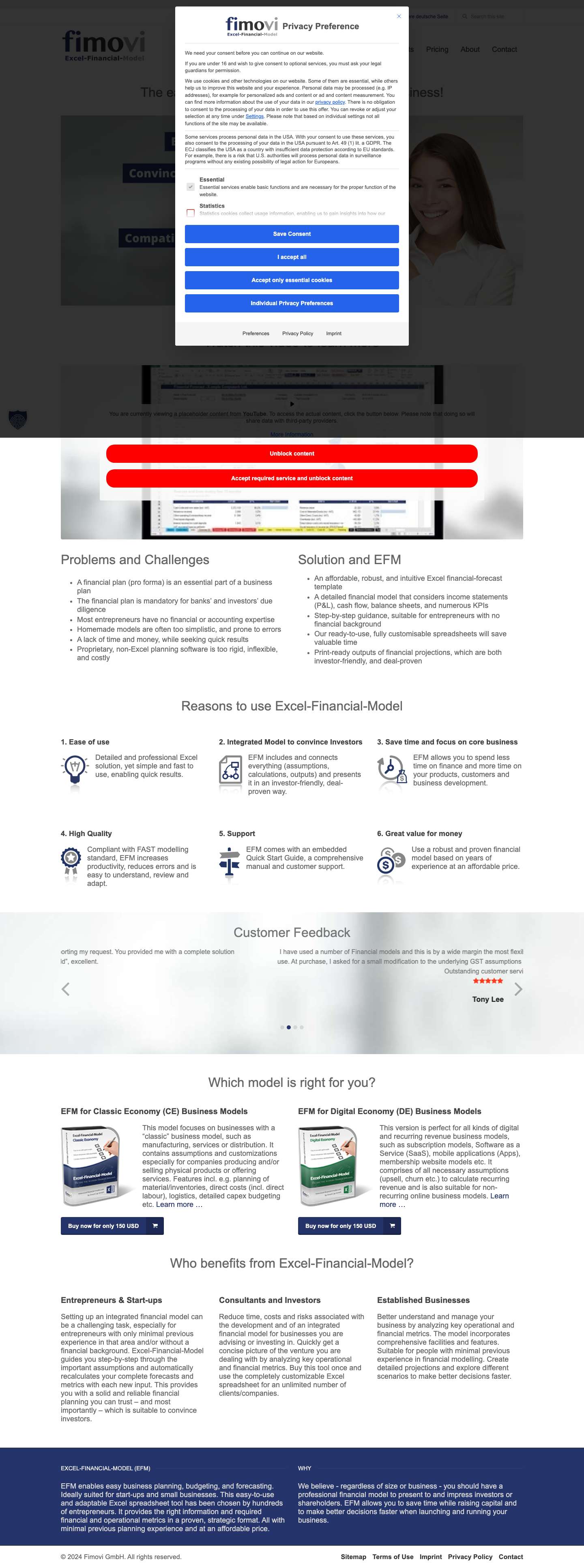 Excel Financial Business Plan Template Projections Software - Full Screenshot