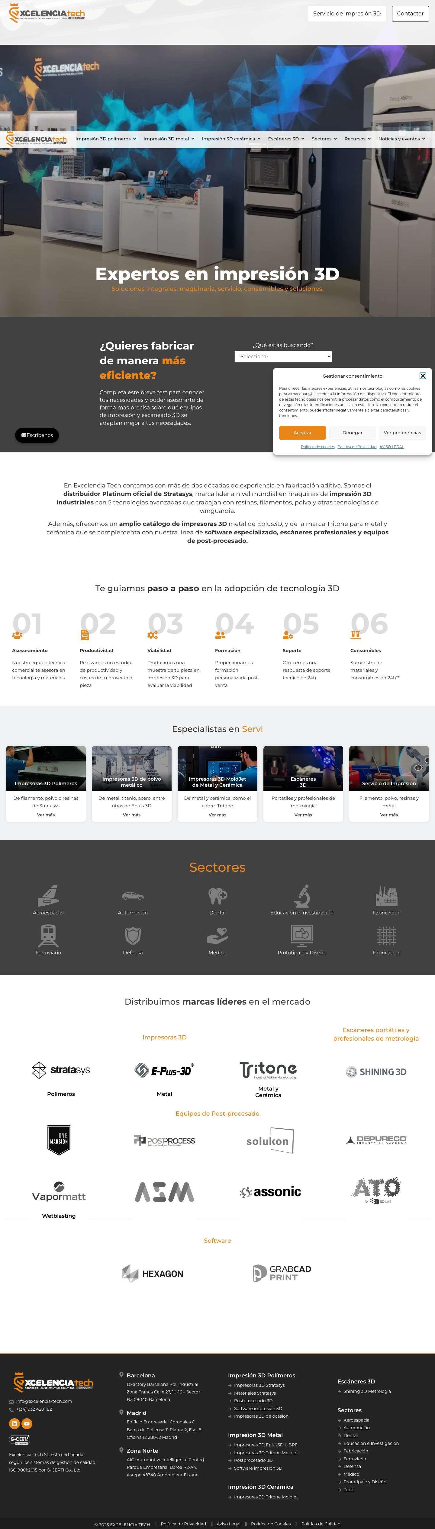Excelencia Tech: Distribuidor de impresoras y escáneres 3D profesionales - Excelencia Tech Group - Full Screenshot