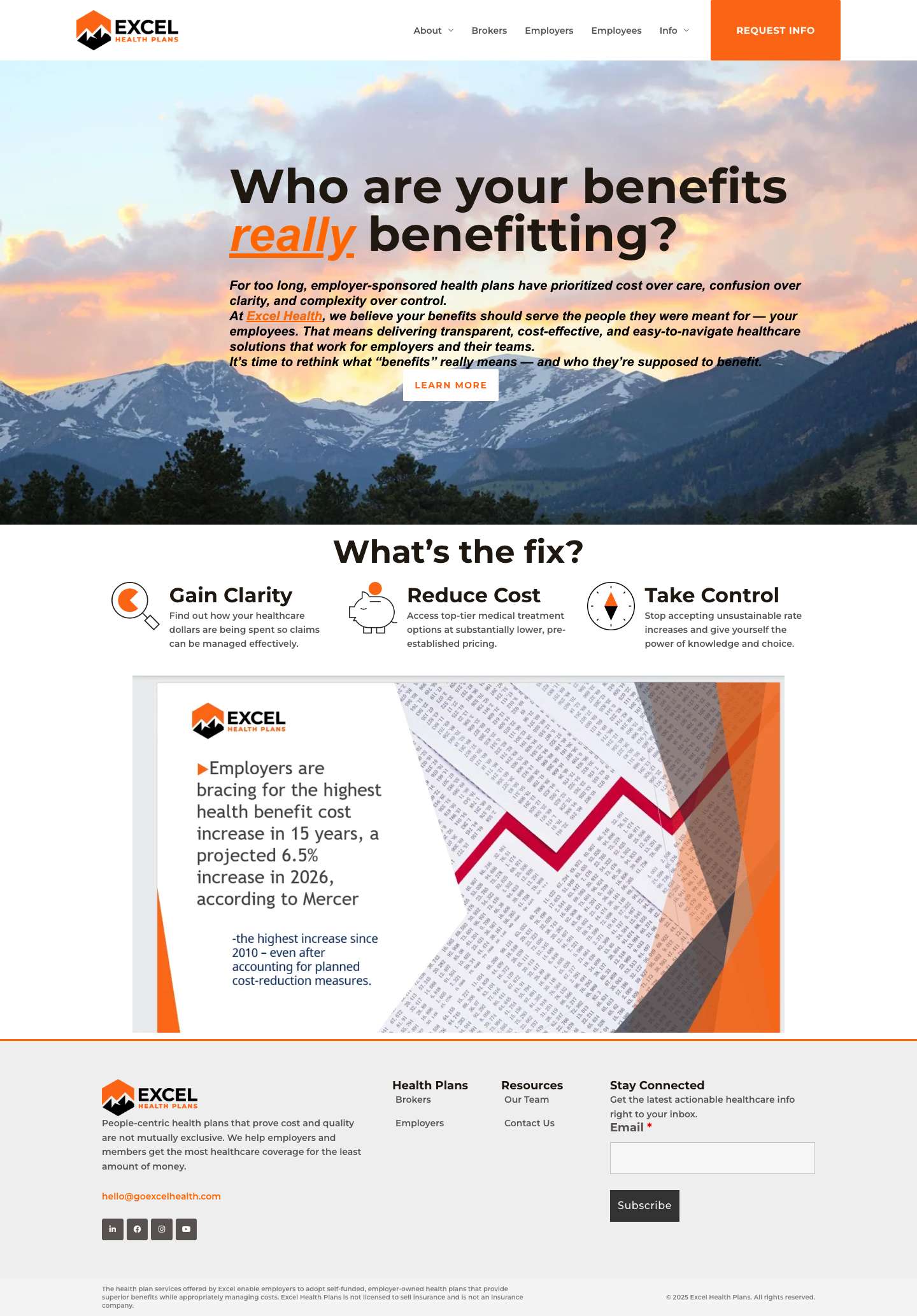 Home - Excel Health Plans - Full Screenshot