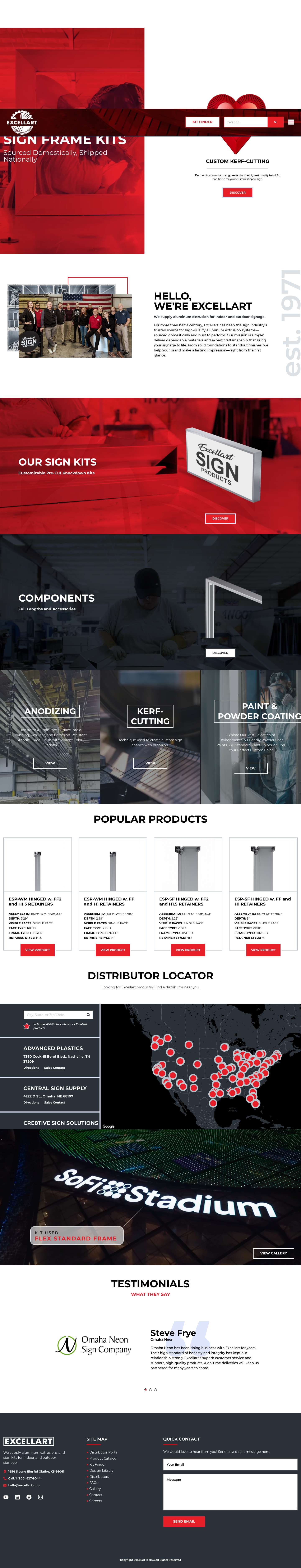 Custom Aluminum Sign Frame Extrusions | Excellart - Full Screenshot