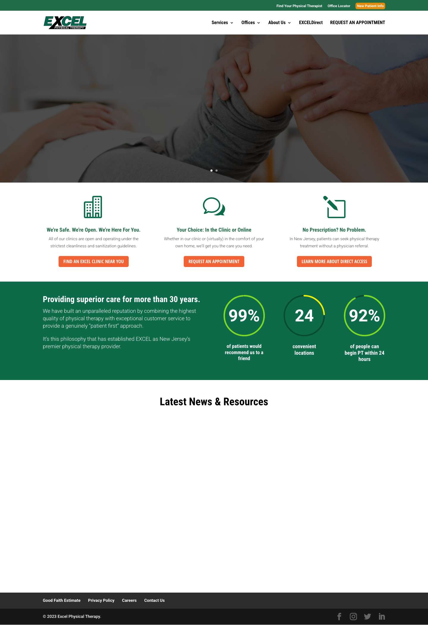 Excel Physical Therapy | NJ's Leading Rehabilitation Provider Since 1990 - Full Screenshot