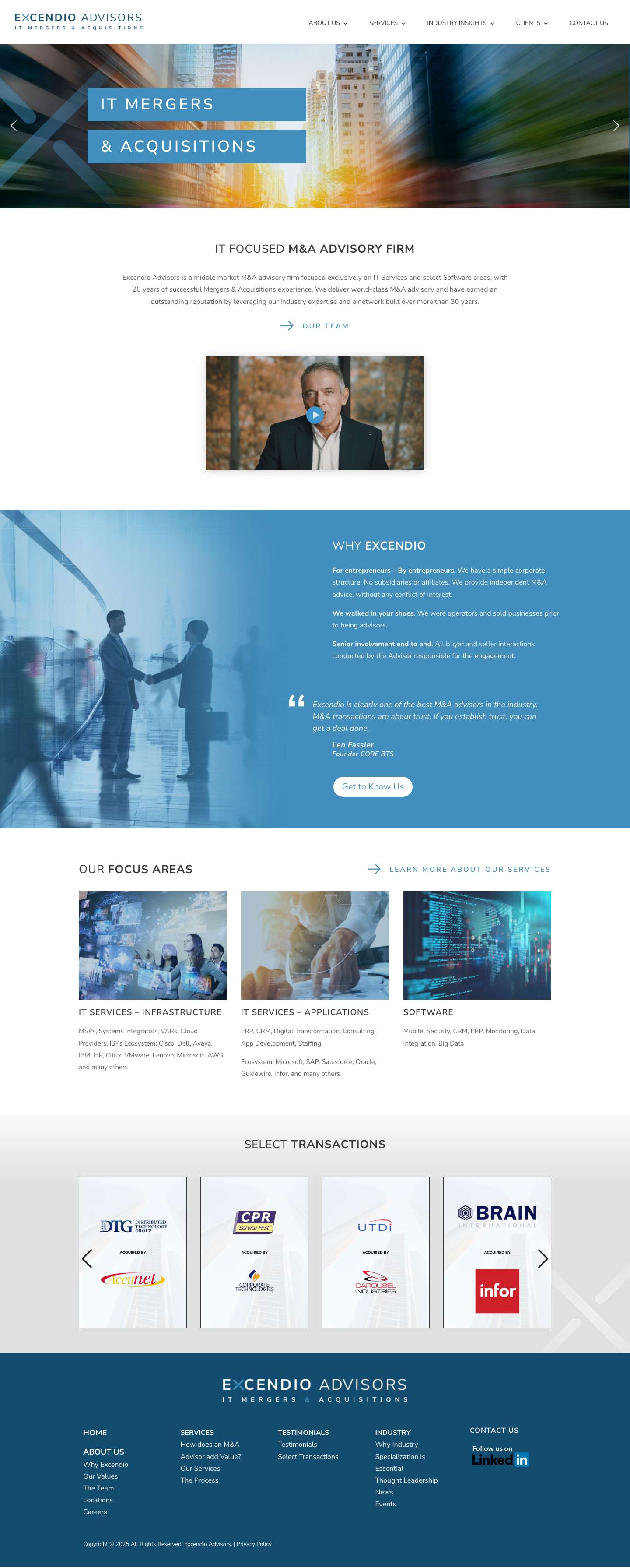 Exit, Expansion, Excellence | IT M&A | Excendio Advisors - Full Screenshot