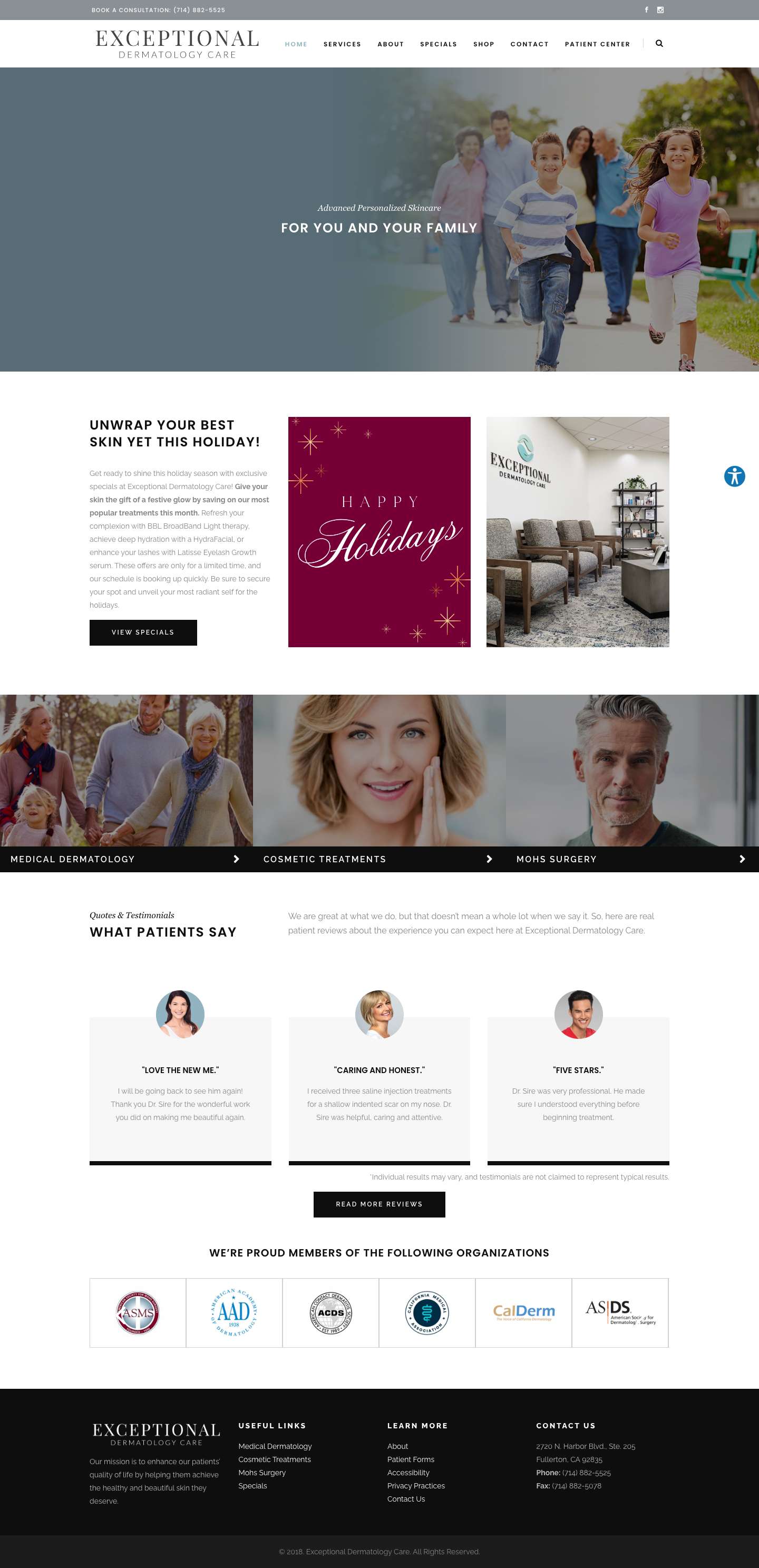 Dermatology Fullerton & Cosmetic Treatments | Exceptional Dermatology Care - Full Screenshot