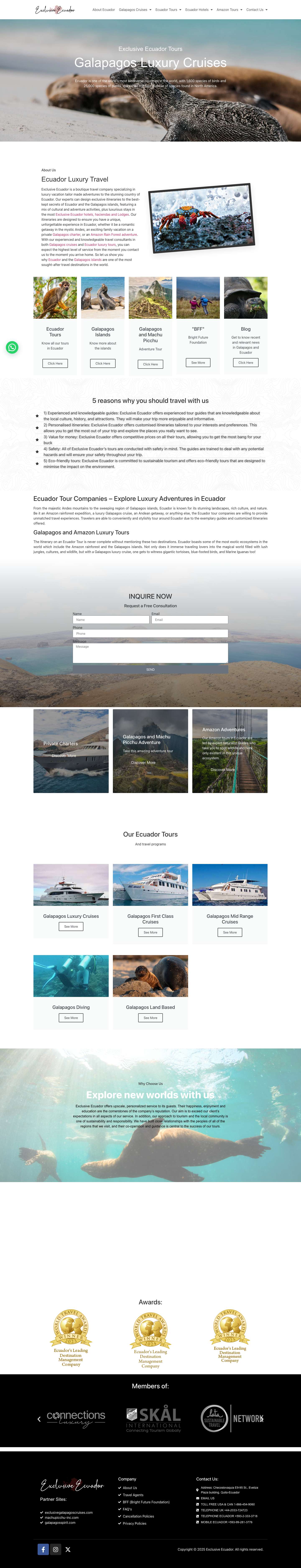 Galapagos luxury cruises, Ecuador tours, Amazon tours, DMCJoinchat - Full Screenshot