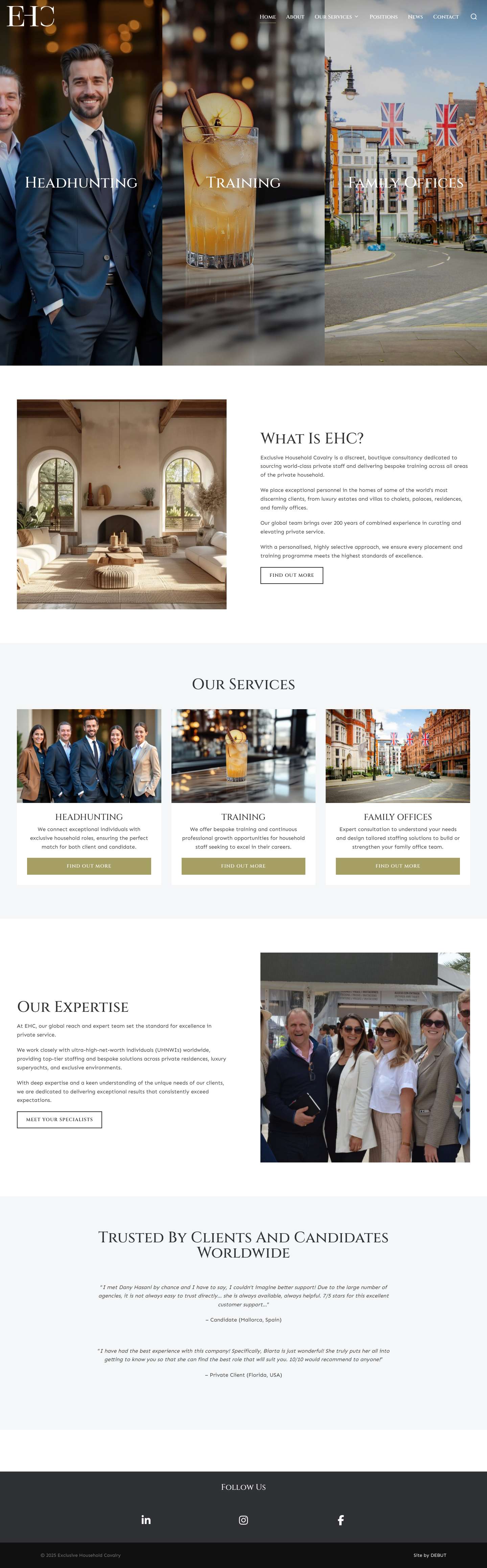 Home page - Exclusive Household Cavalry - Full Screenshot