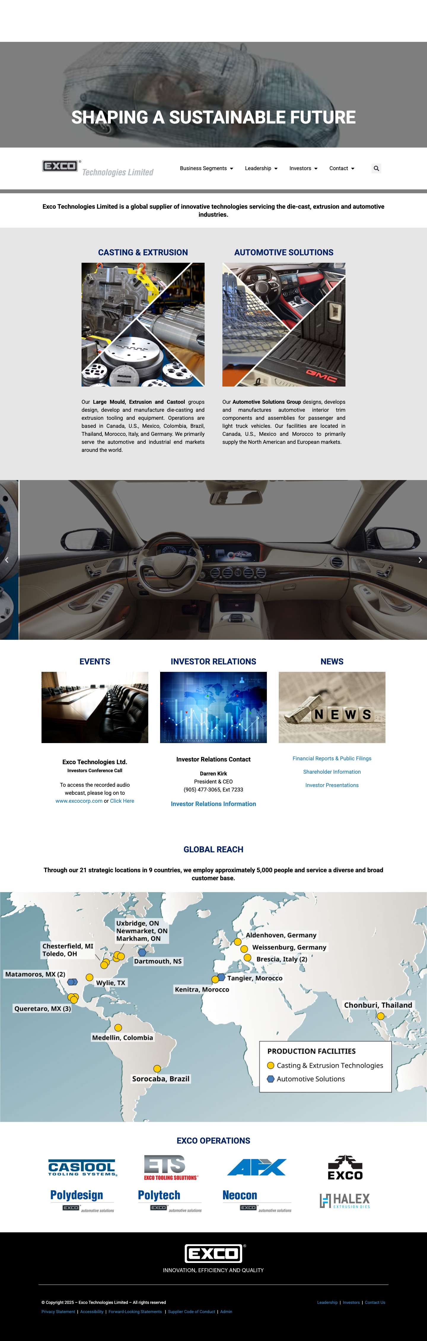Exco Technologies Limited – innovation, efficiency and quality - Full Screenshot