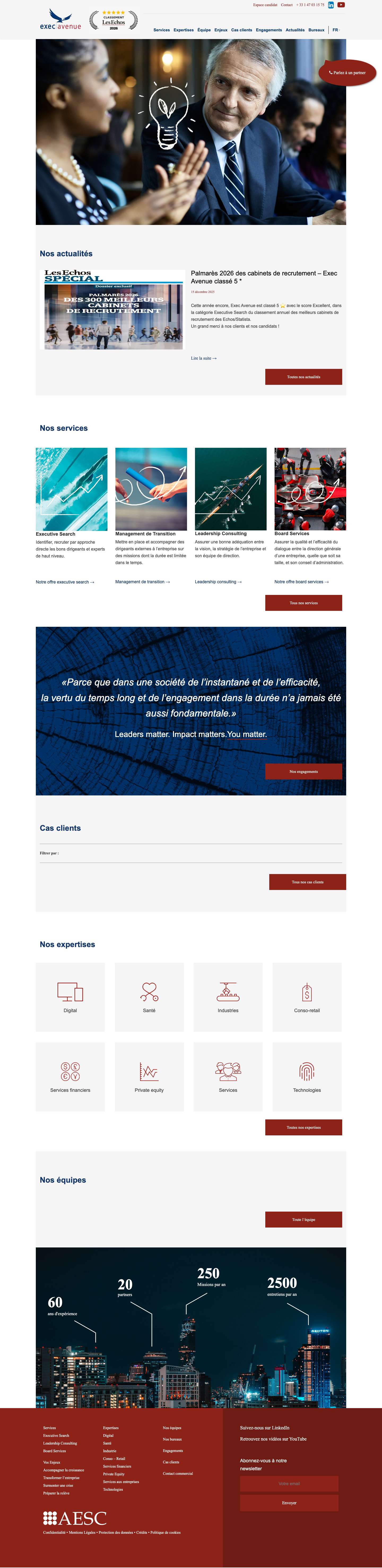Exec Avenue | Conseil en management et Executive Search - Full Screenshot