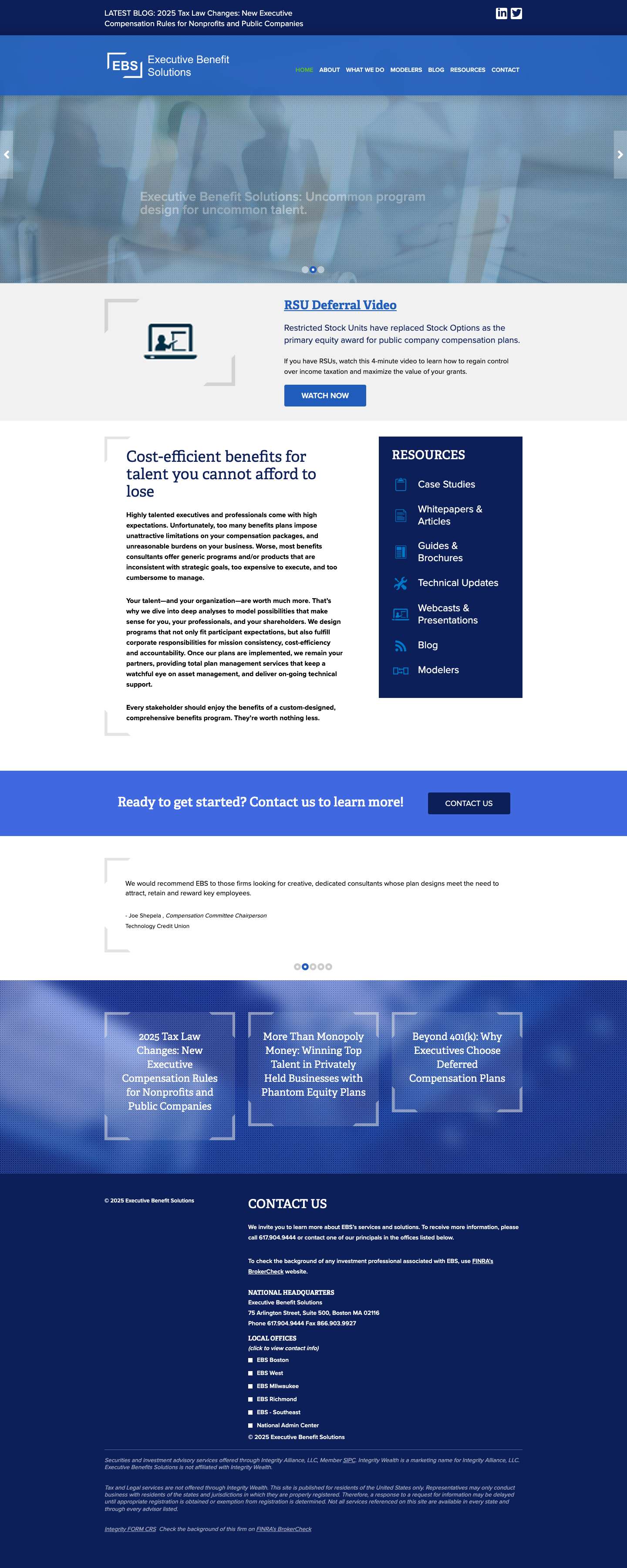 Home - Executive Benefit Solutions - Full Screenshot