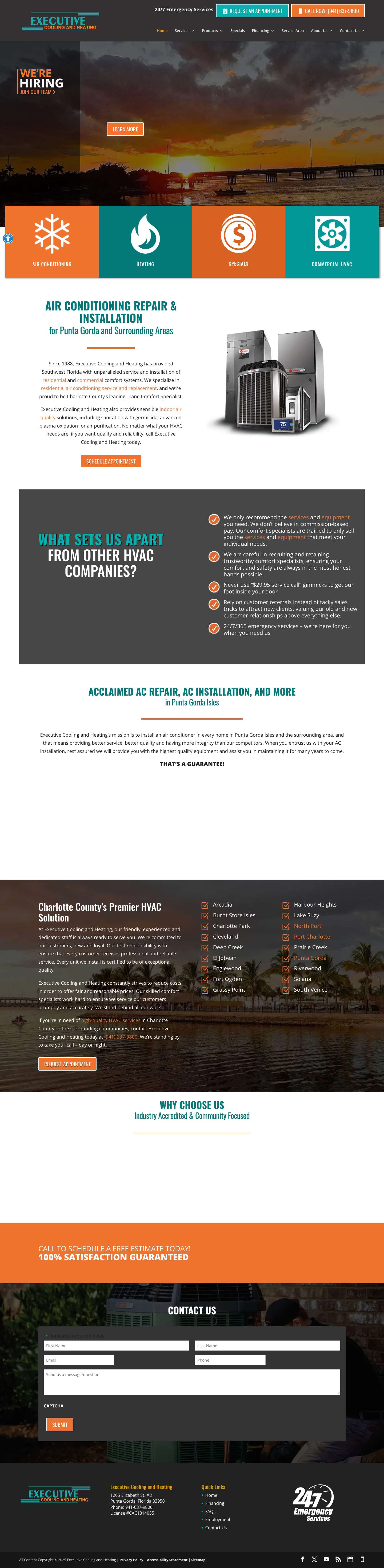 Heating, AC Repair & HVAC Service | Punta Gorda, FL | Executive Cooling & Heating - Full Screenshot