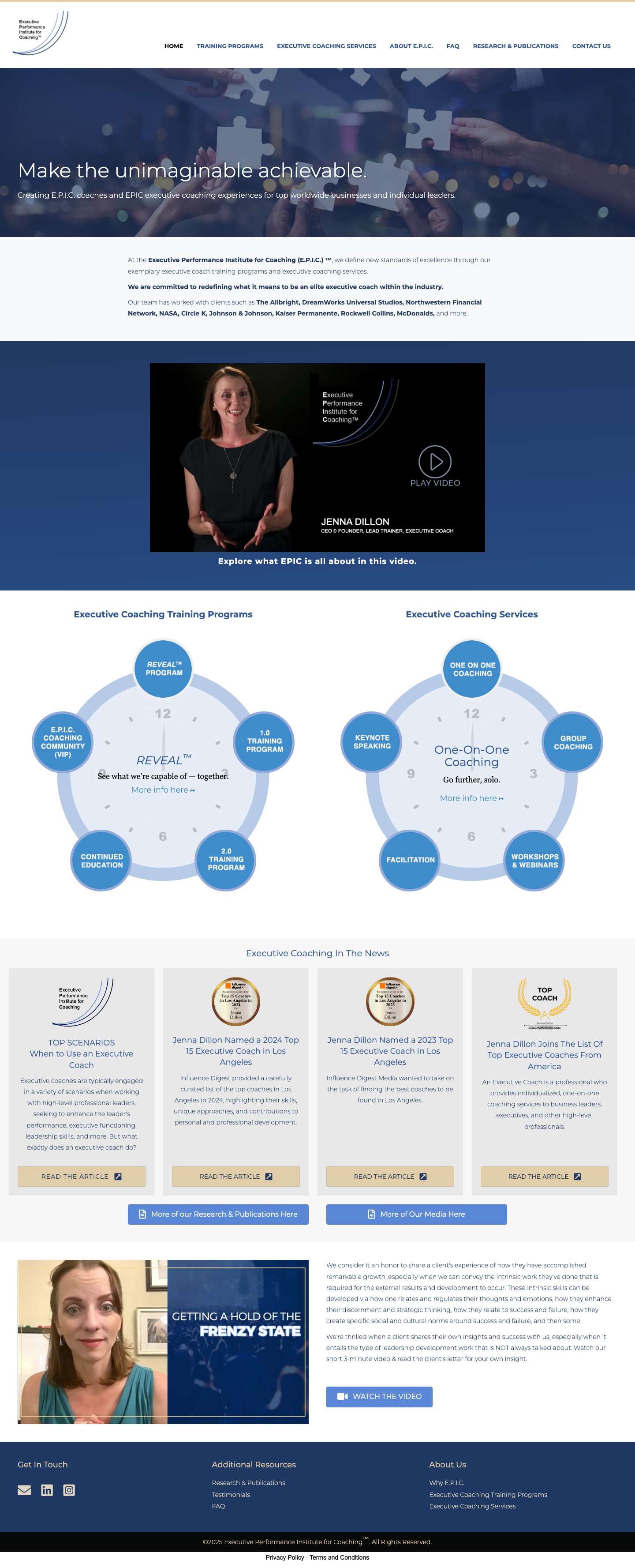 Executive Performance Institute for Coaching - E.P.I.C. - Full Screenshot