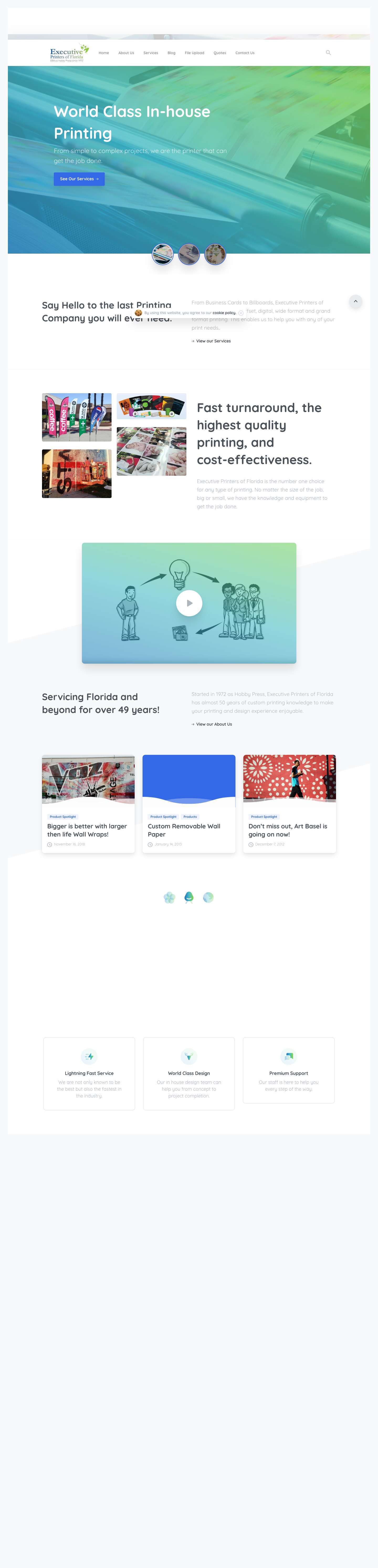 Executive Printers of Florida – Miami Printer Printing Business Cards Flyers Posters Banners Magazines Giclee Vehicle Wraps - Full Screenshot