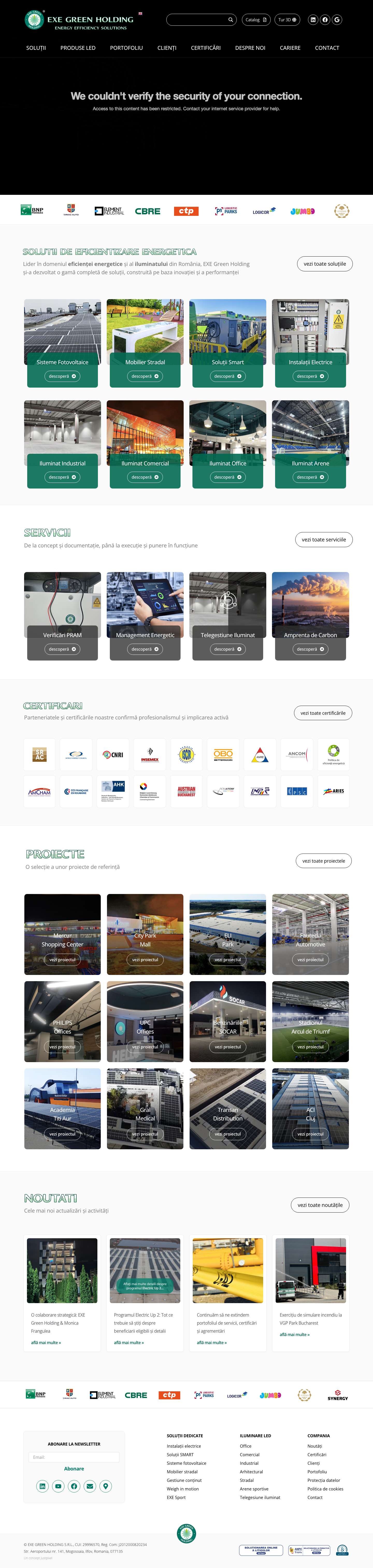 Exe Green Holding - Iluminat LED, Instalatii electrice, Fotovoltaice - Full Screenshot