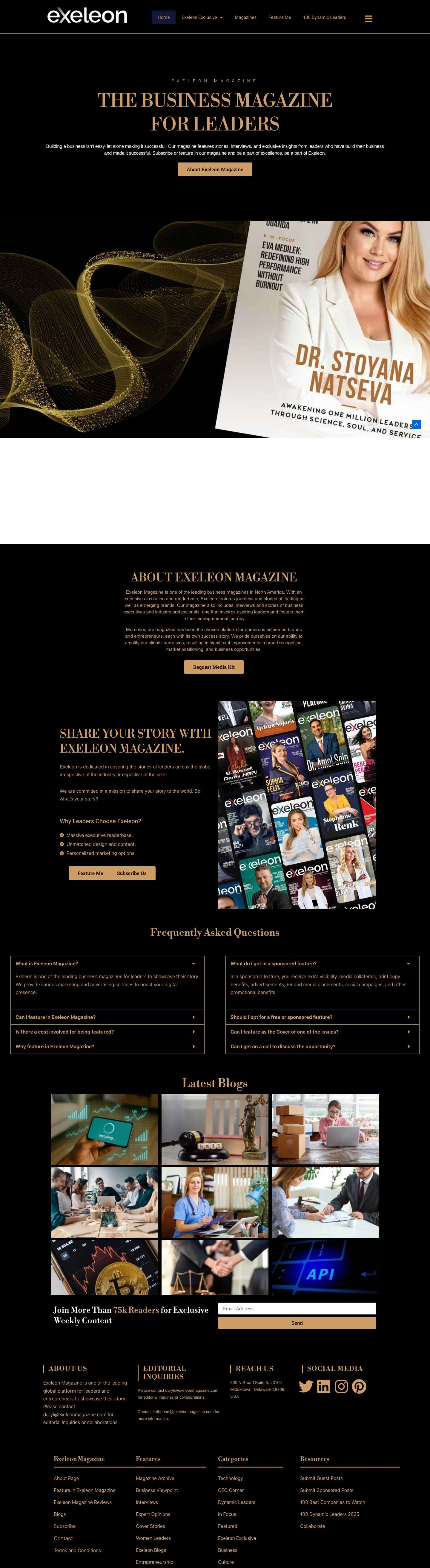 Exeleon Magazine | Leading Business Magazine For Entrepreneurs - Full Screenshot