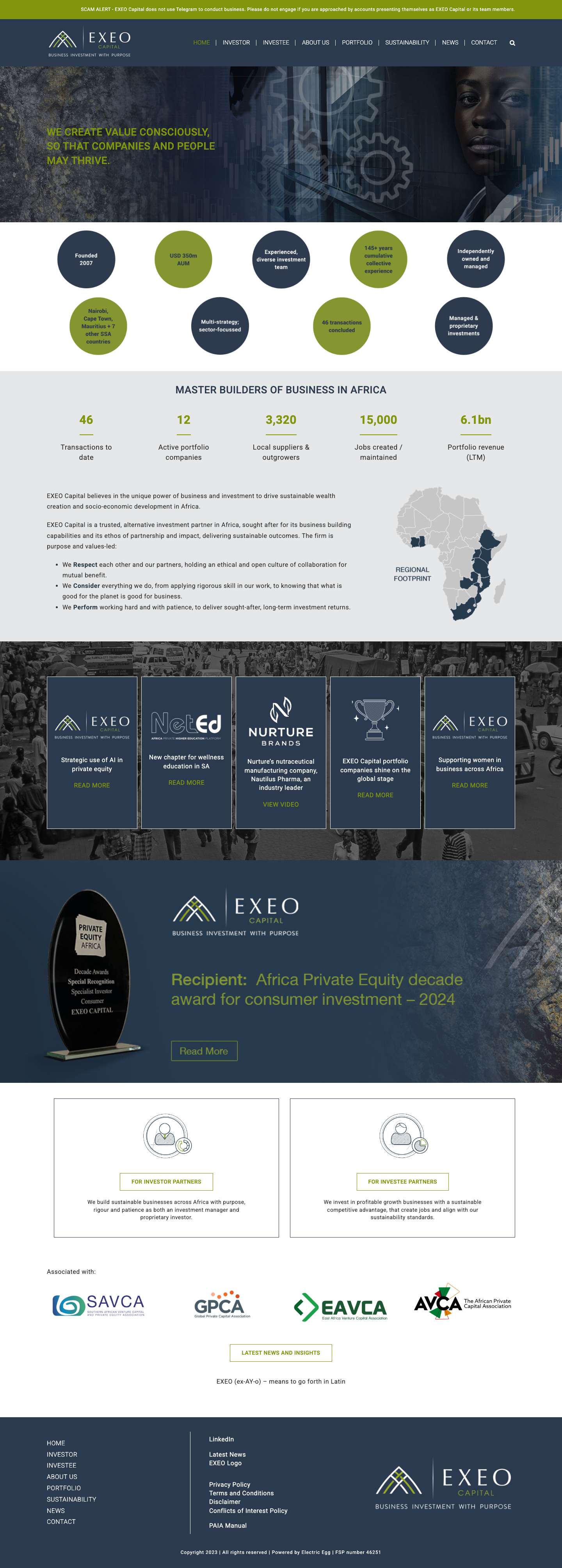 EXEO Capital - Alternative Investment Partner in Africa - Full Screenshot