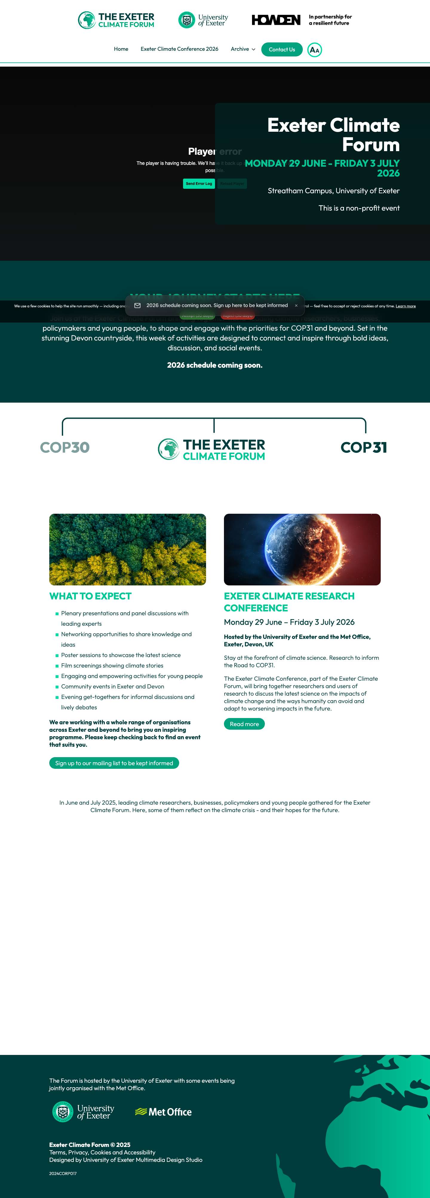 Exeter Climate Forum | Home - Full Screenshot