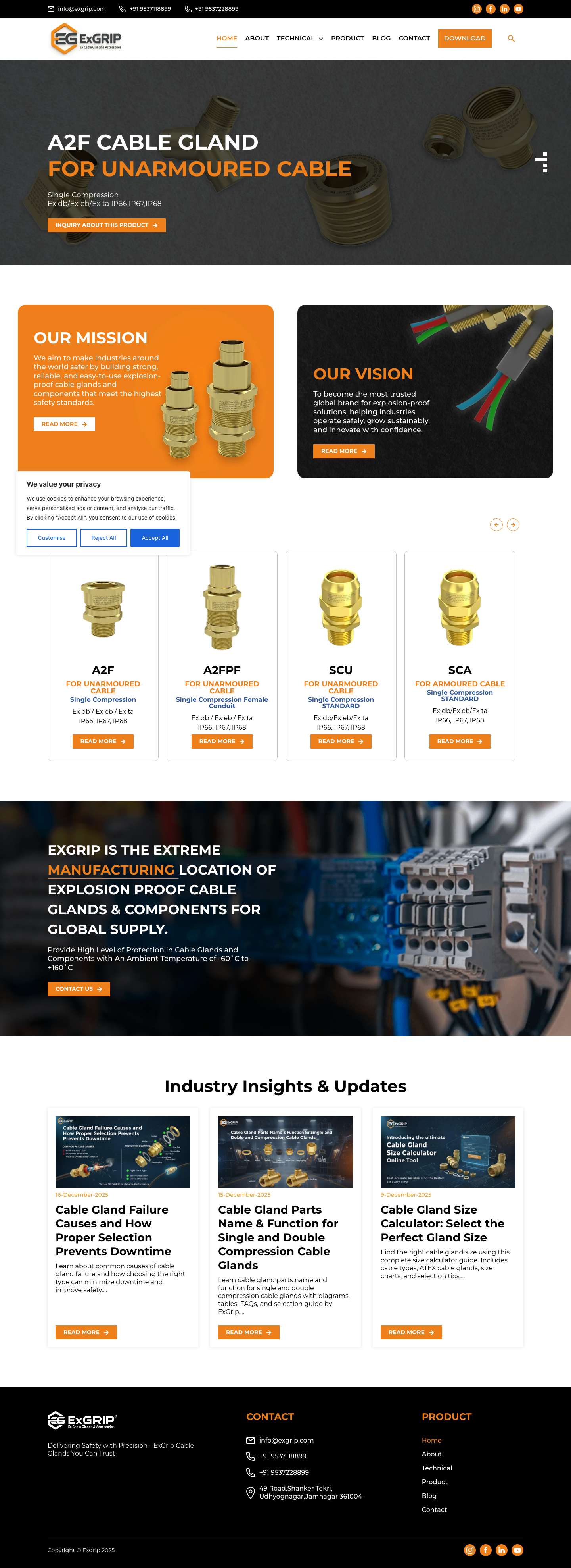 Trusted Cable Gland Manufacturer | ATEX & IECEx Certified - Full Screenshot
