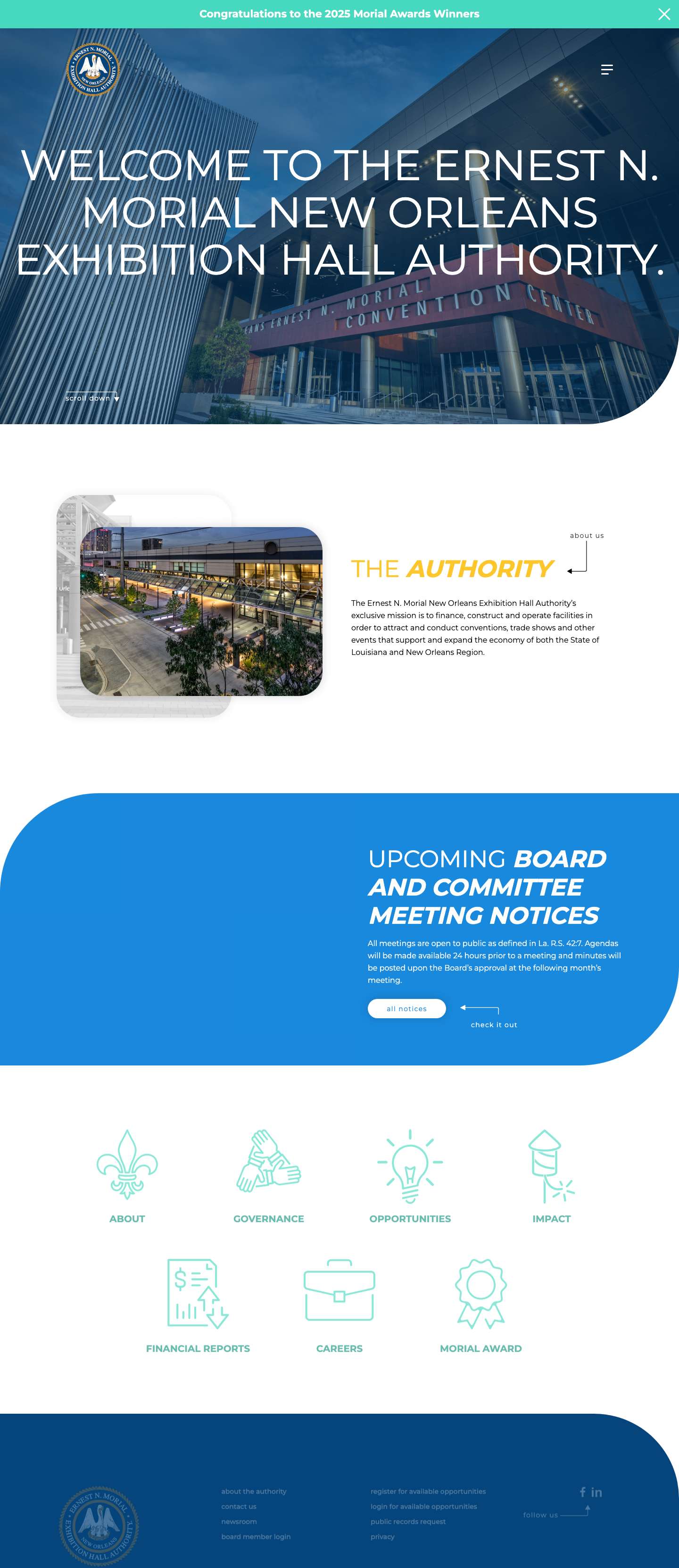 Welcome to New Orleans Exhibition Hall Authority - Full Screenshot