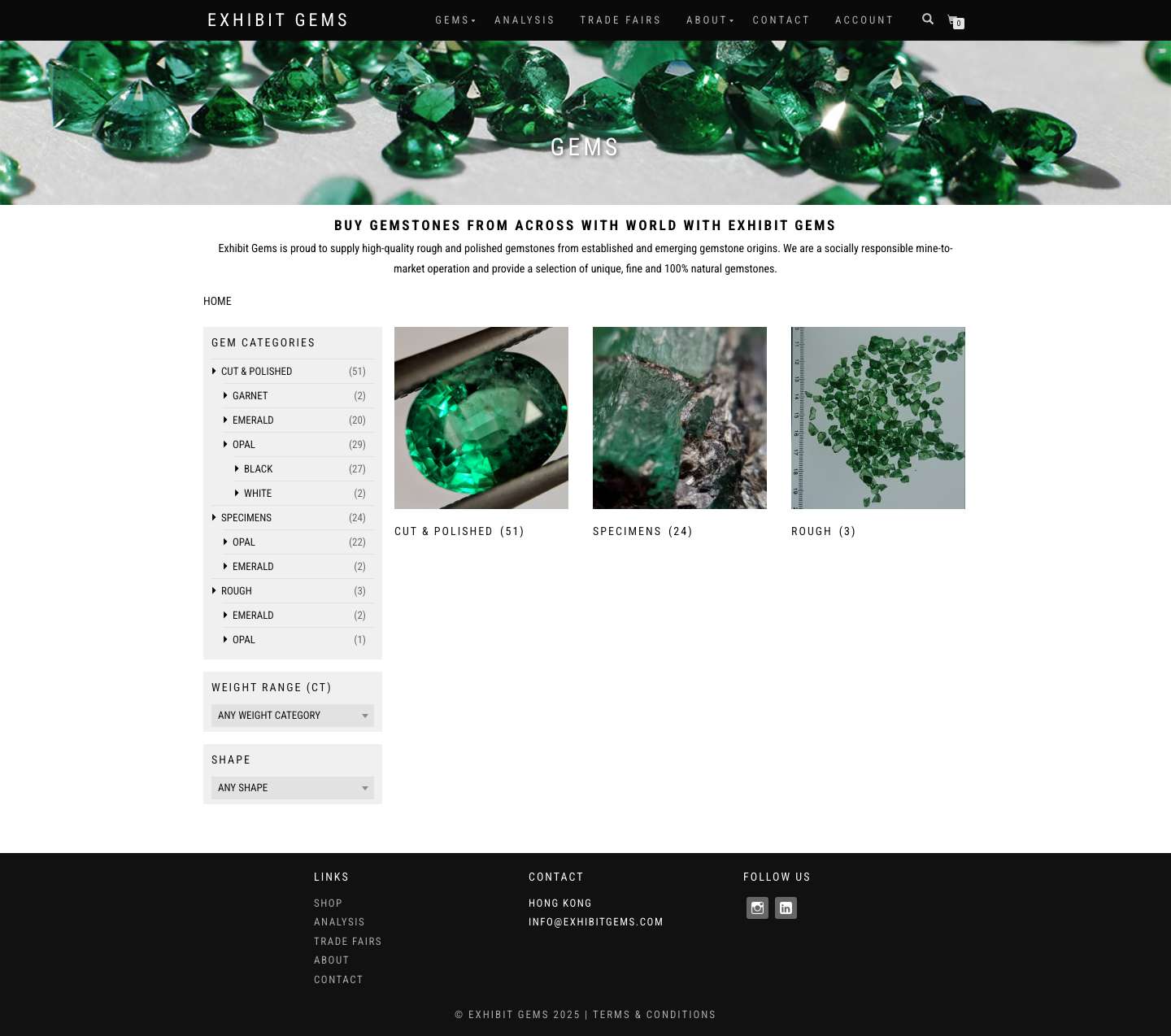 Buy gemstones from across with world with Exhibit Gems - Full Screenshot