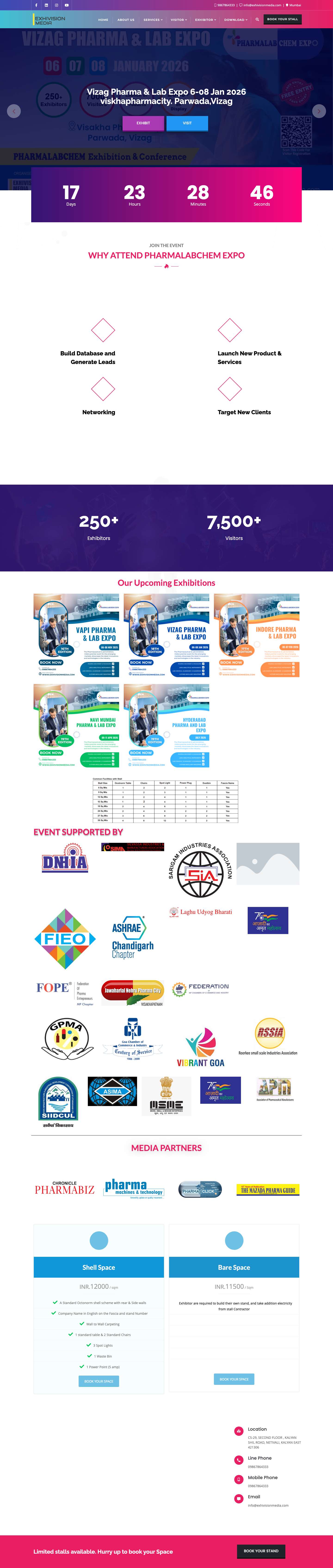 Exhivision Media PVT LTD – India's only Premier Exhibition for Pharma & Lab Industries at Emerging Markets - Full Screenshot