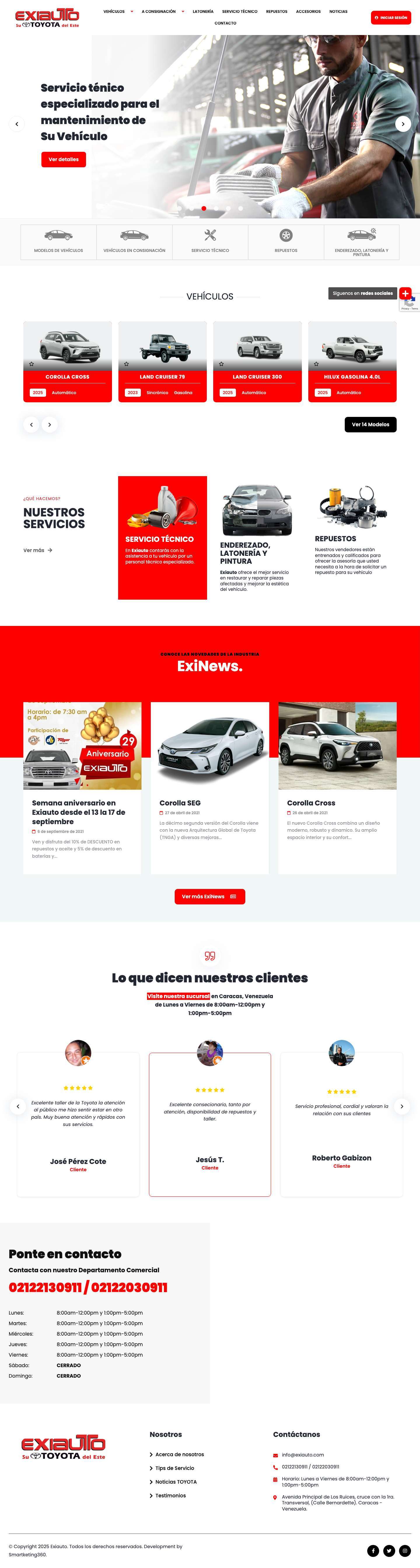 Vehiculos Toyota en Venezuela - Exiauto Su Concesionario Toyota del Este - Full Screenshot