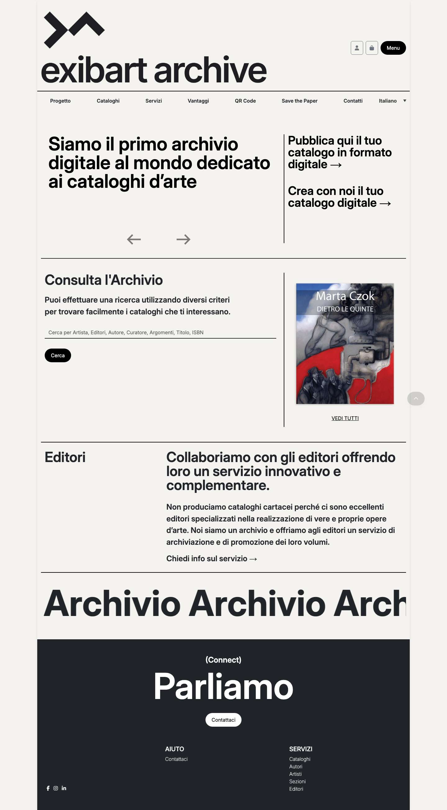 exibart archive - exibart archive, per la custodia e la diffusione dei cataloghi d’arte - Full Screenshot