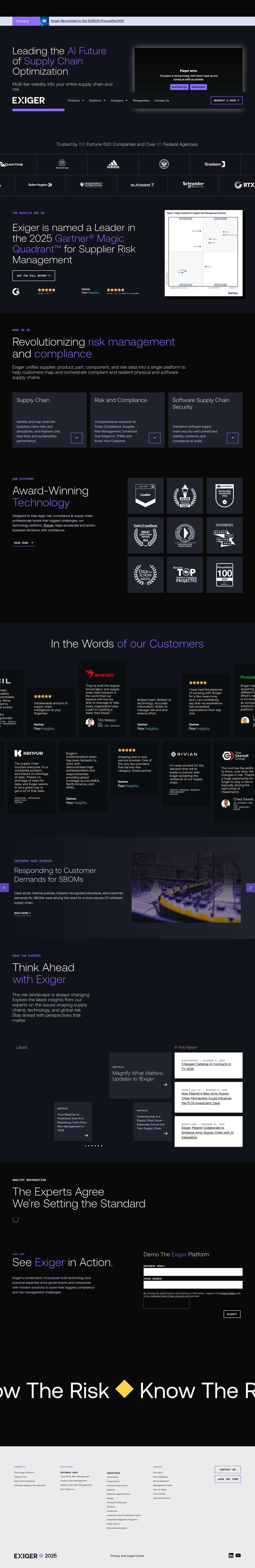 One platform for end-to-end visibility into your entire supply chain and risk - Exiger - Full Screenshot