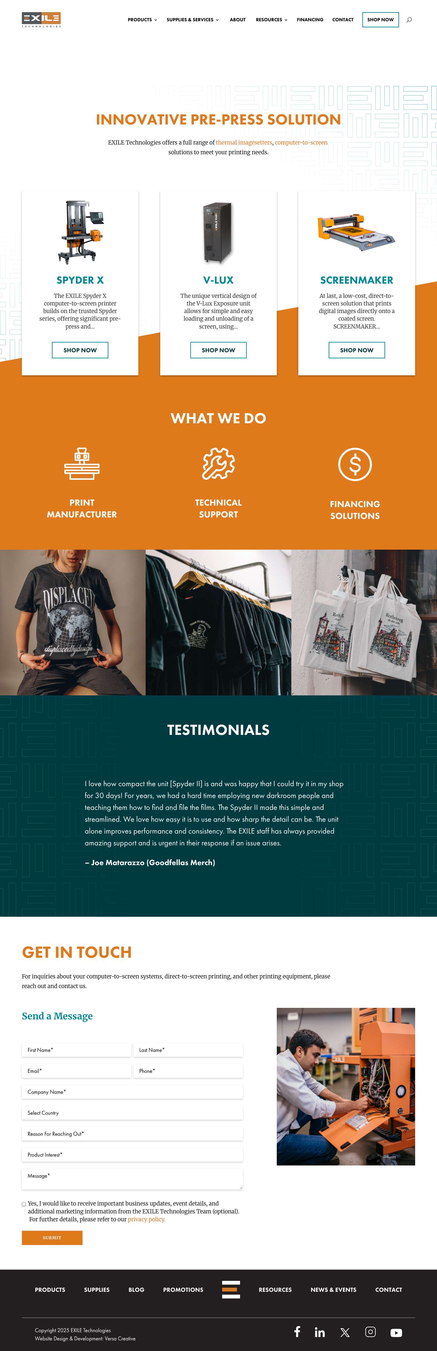 EXILE Technologies | Direct to Screen Technology - Full Screenshot