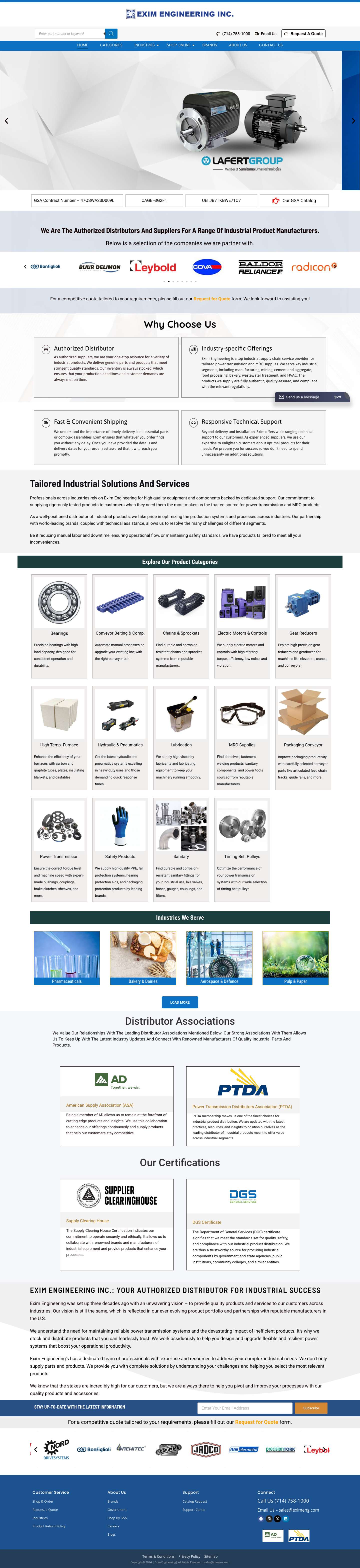 Industrial Power Transmission Products Supplier & Distributor USA - Full Screenshot