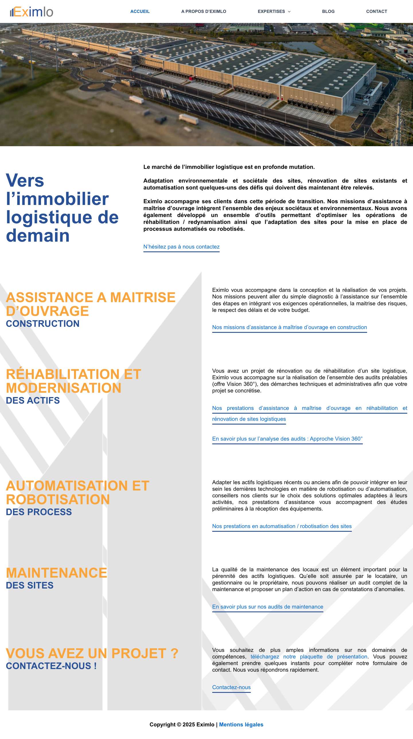 Accueil - Eximlo - Full Screenshot